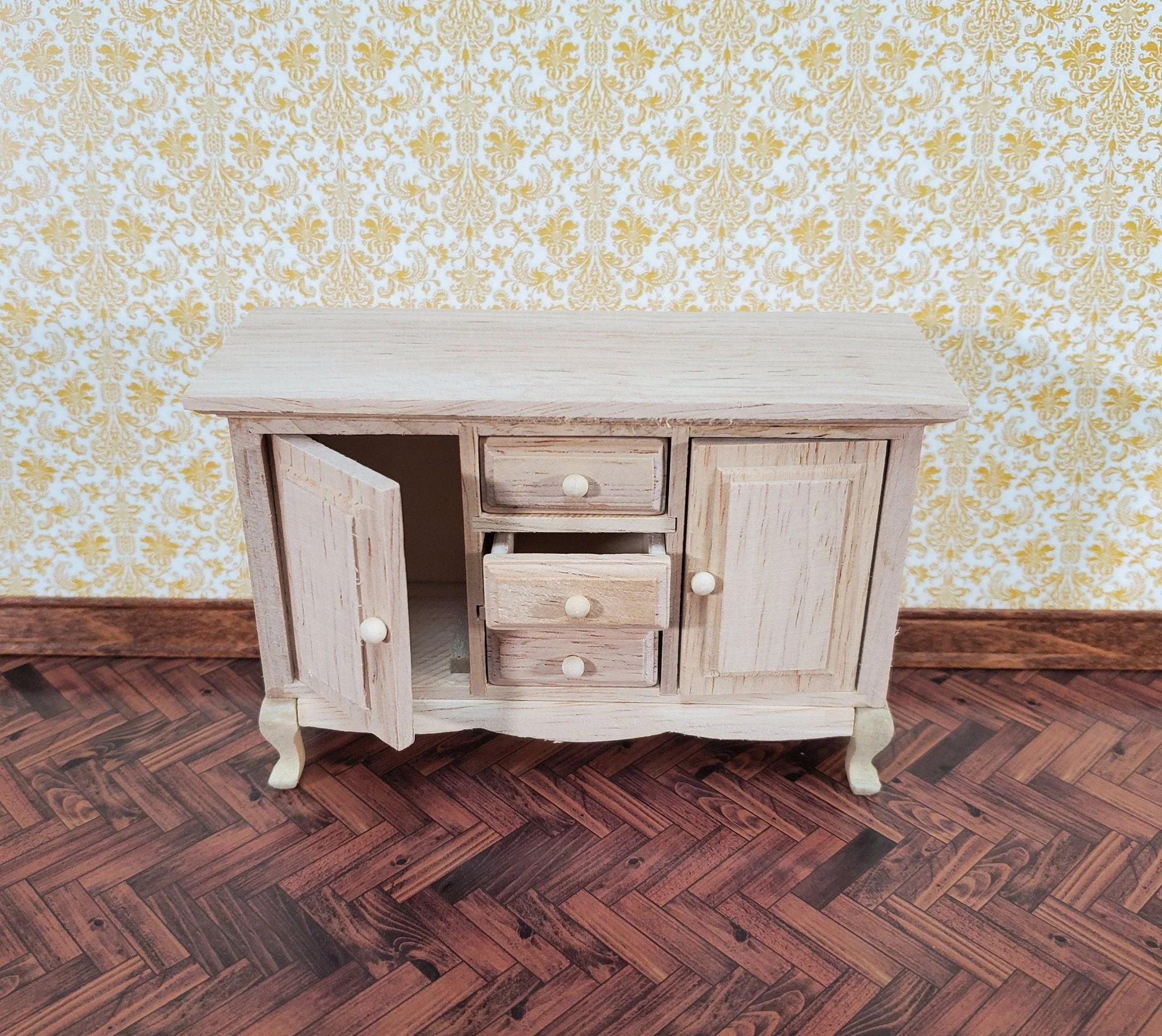 Dollhouse Side Board Buffet Dresser Unpainted 1:12 Scale Miniature Furniture - Image 3