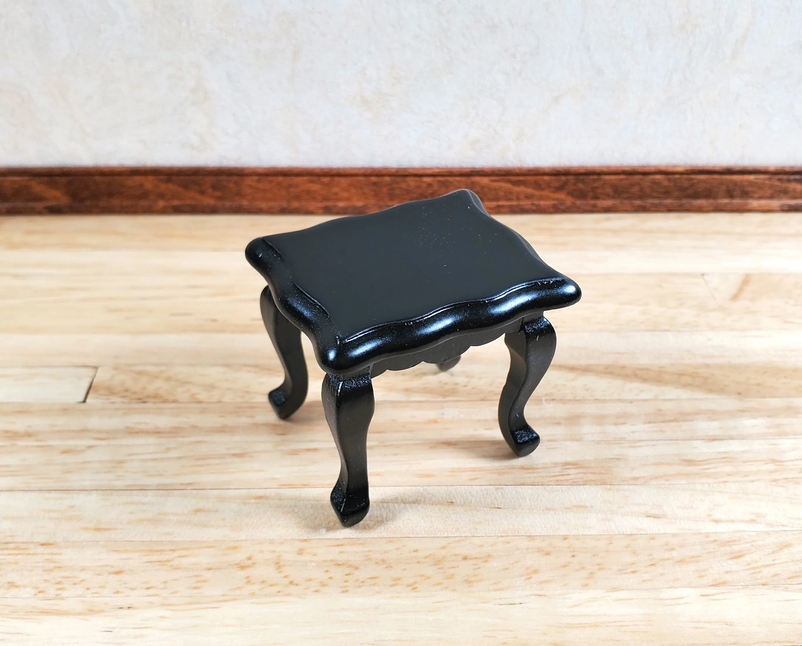Dollhouse Side or End Table Curvy Top Black 1:12 Scale Miniature Wood Furniture