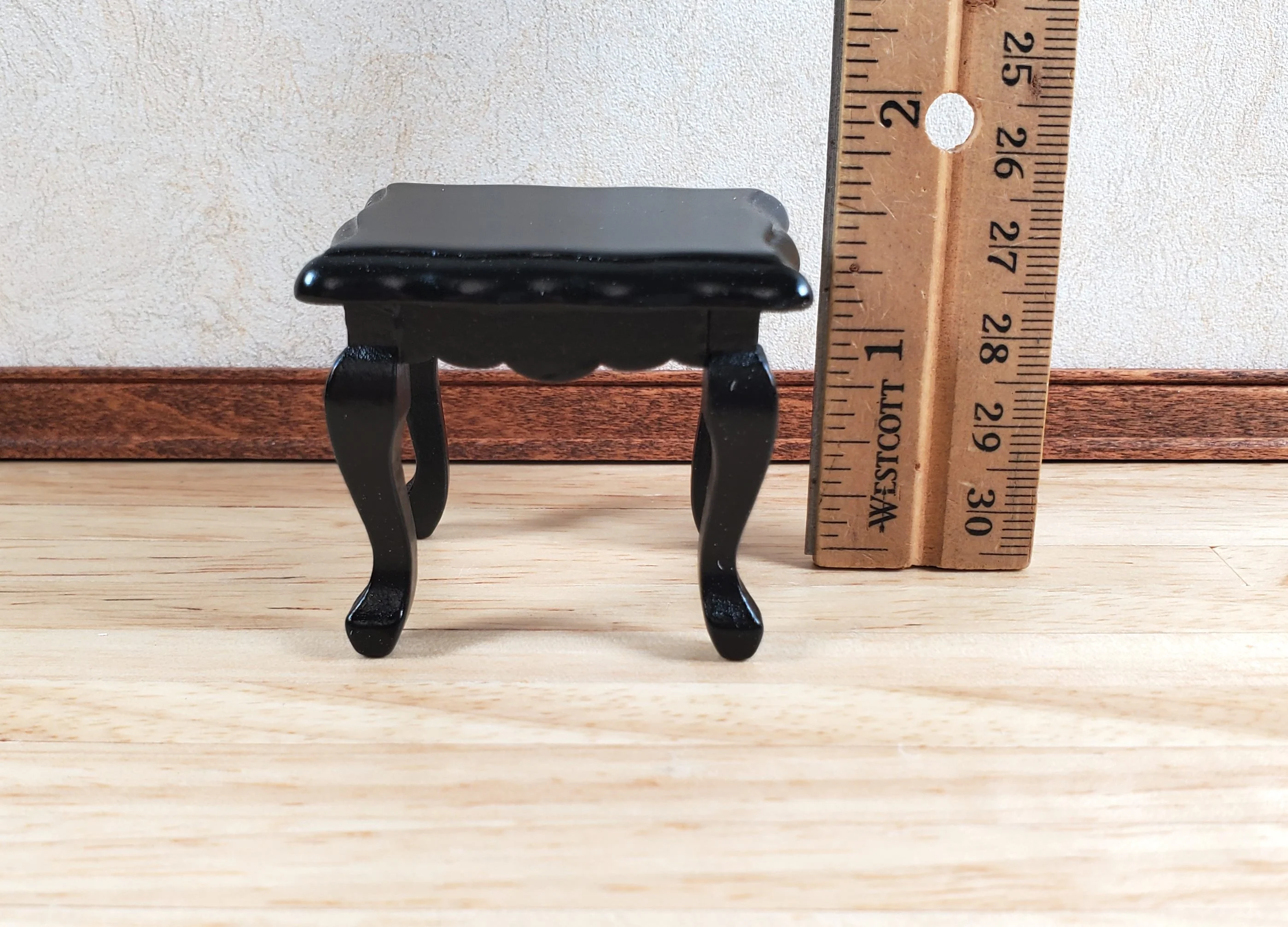 Dollhouse Side or End Table Curvy Top Black 1:12 Scale Miniature Wood Furniture - Image 4
