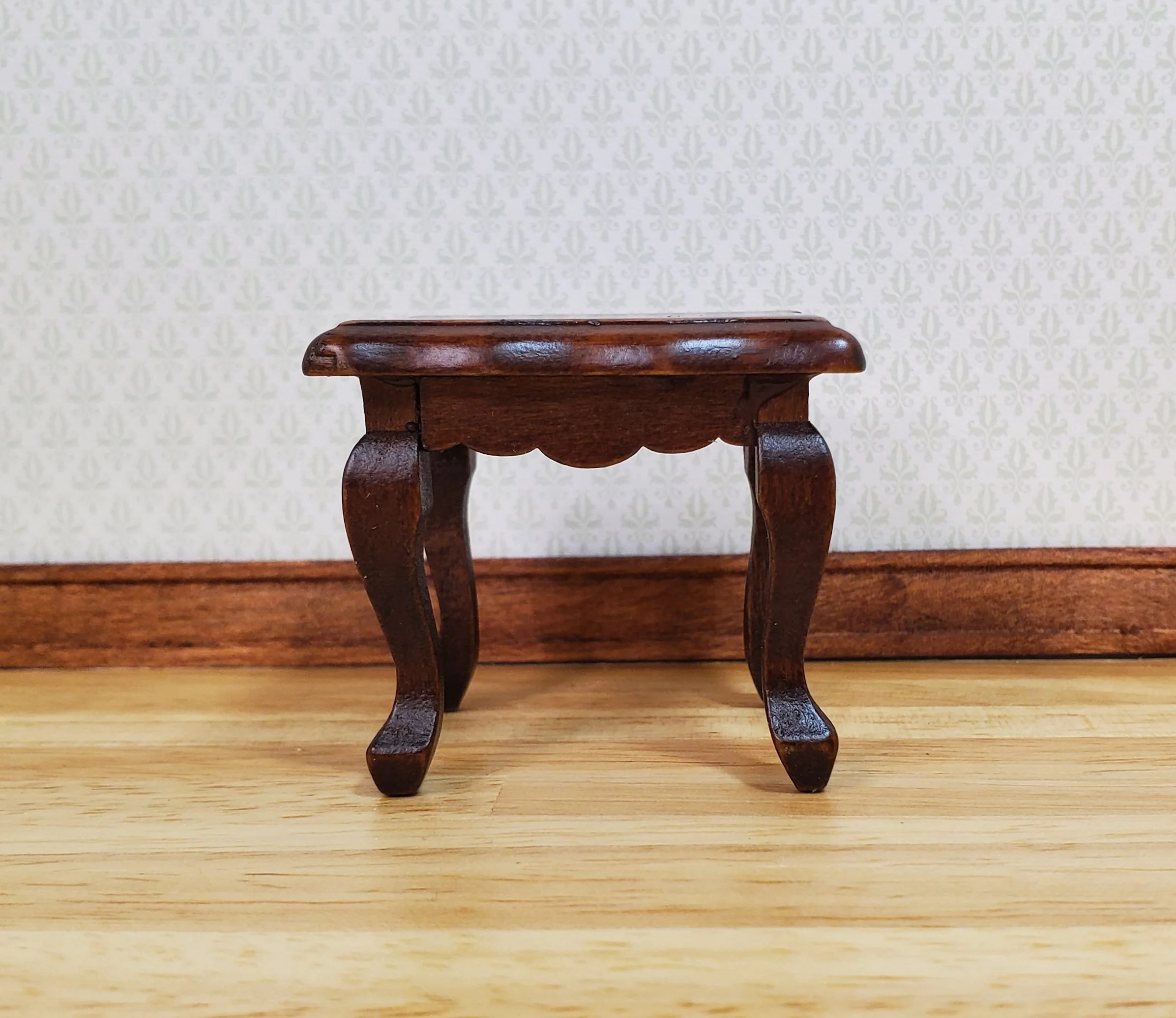 Dollhouse Side or End Table Curvy Top Walnut Fancy 1:12 Scale Miniature Wood - Image 2