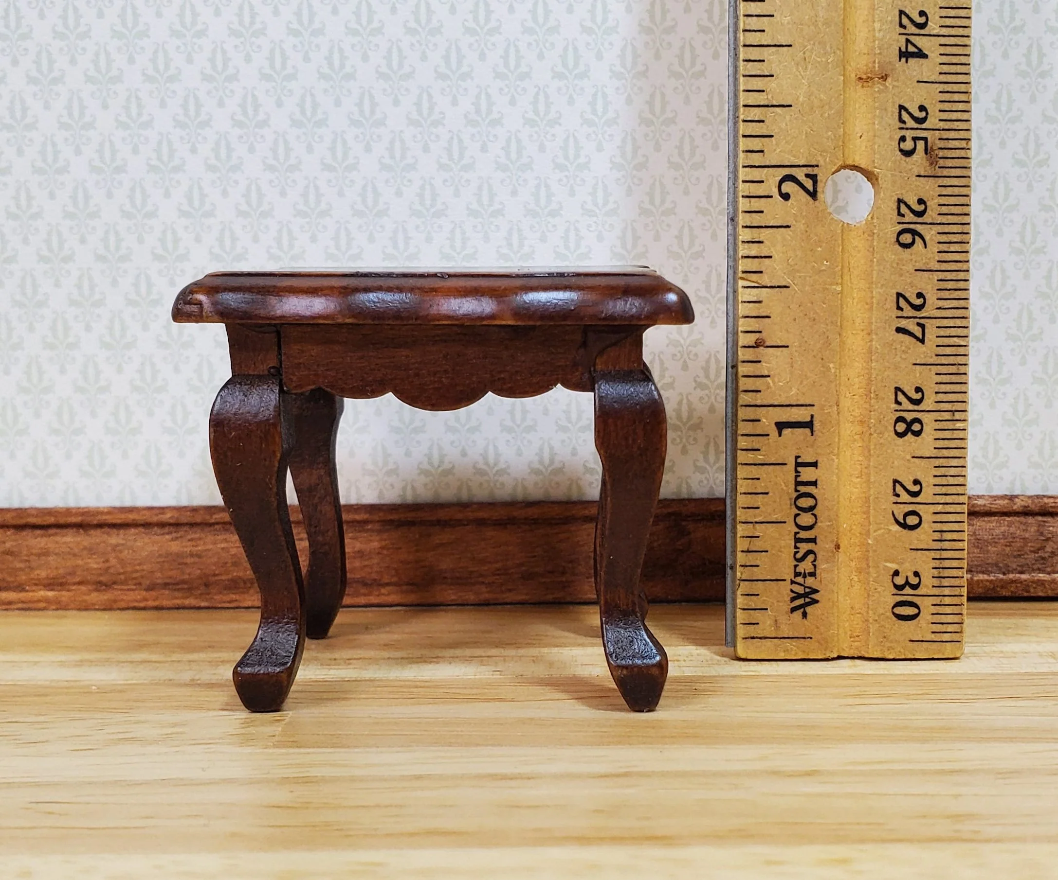 Dollhouse Side or End Table Curvy Top Walnut Fancy 1:12 Scale Miniature Wood - Image 4