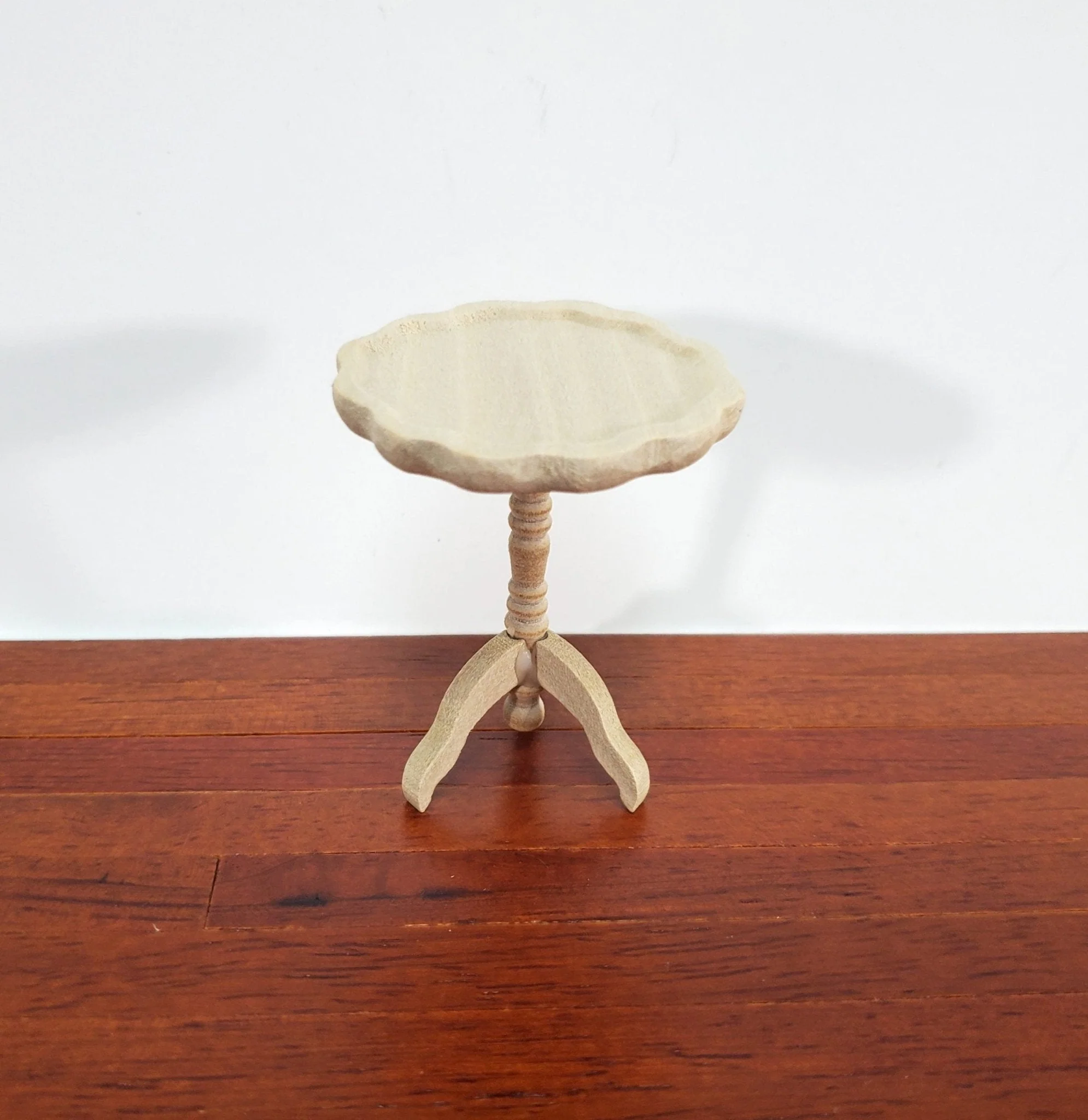 Dollhouse Side Table Pie Crust Style Unpainted 1:12 Scale Wood Furniture