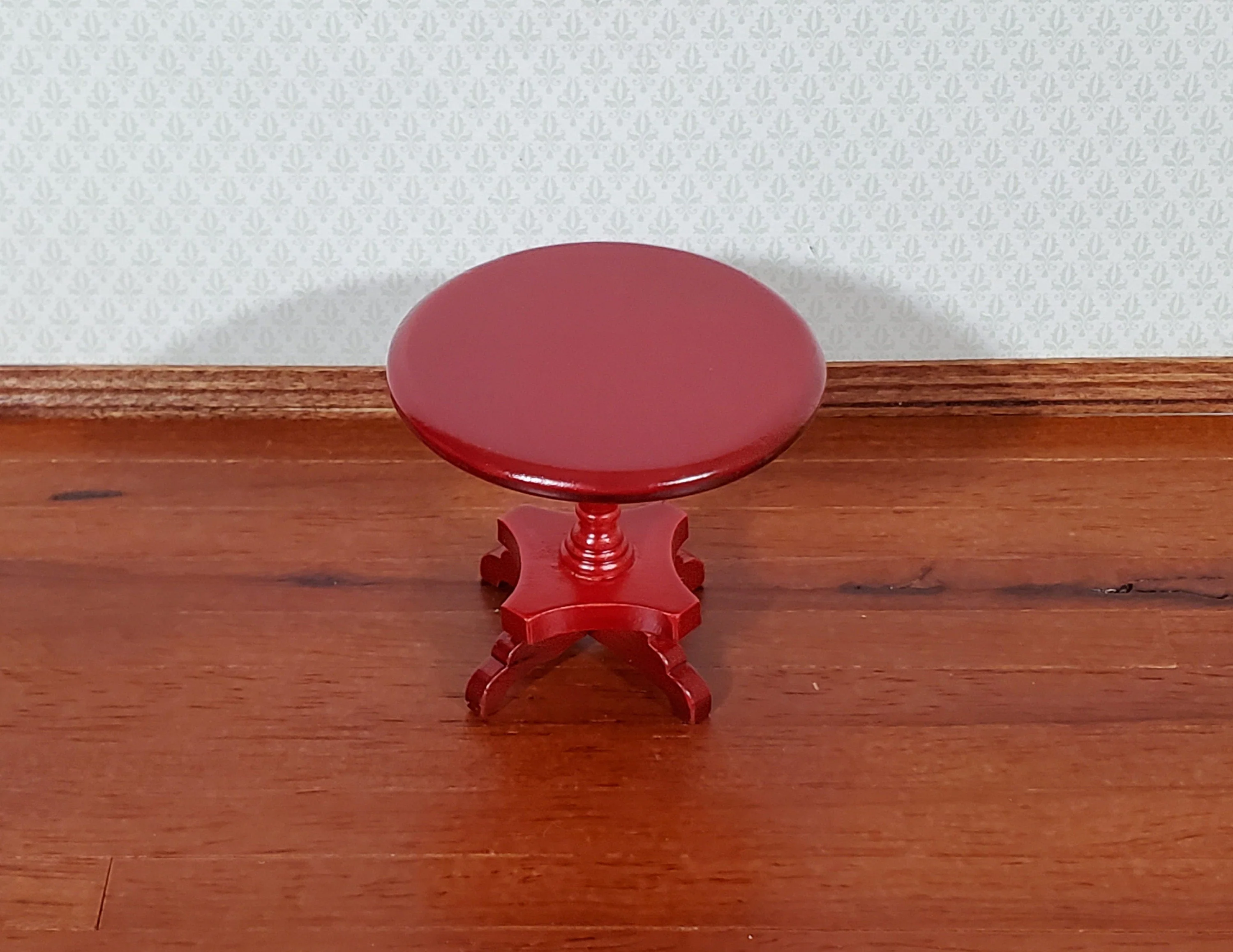 Dollhouse Side Table Small Round End Table Mahogany 1:12 Scale Miniature Furniture - Image 2