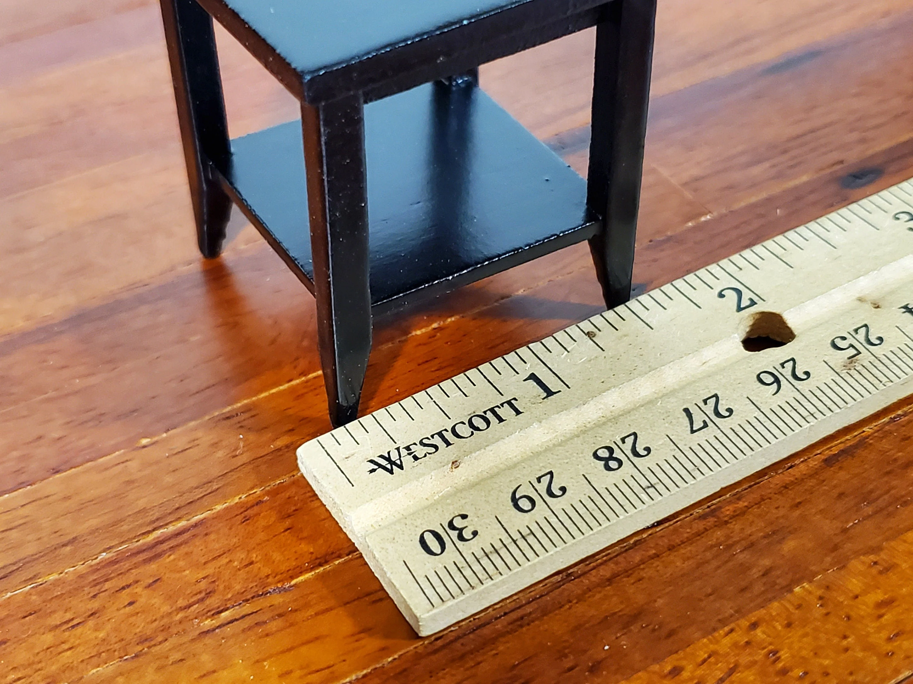 Dollhouse Side Table with Shelf Modern Style Wood Black Finish 1:12 Scale Miniature Furniture - Image 5