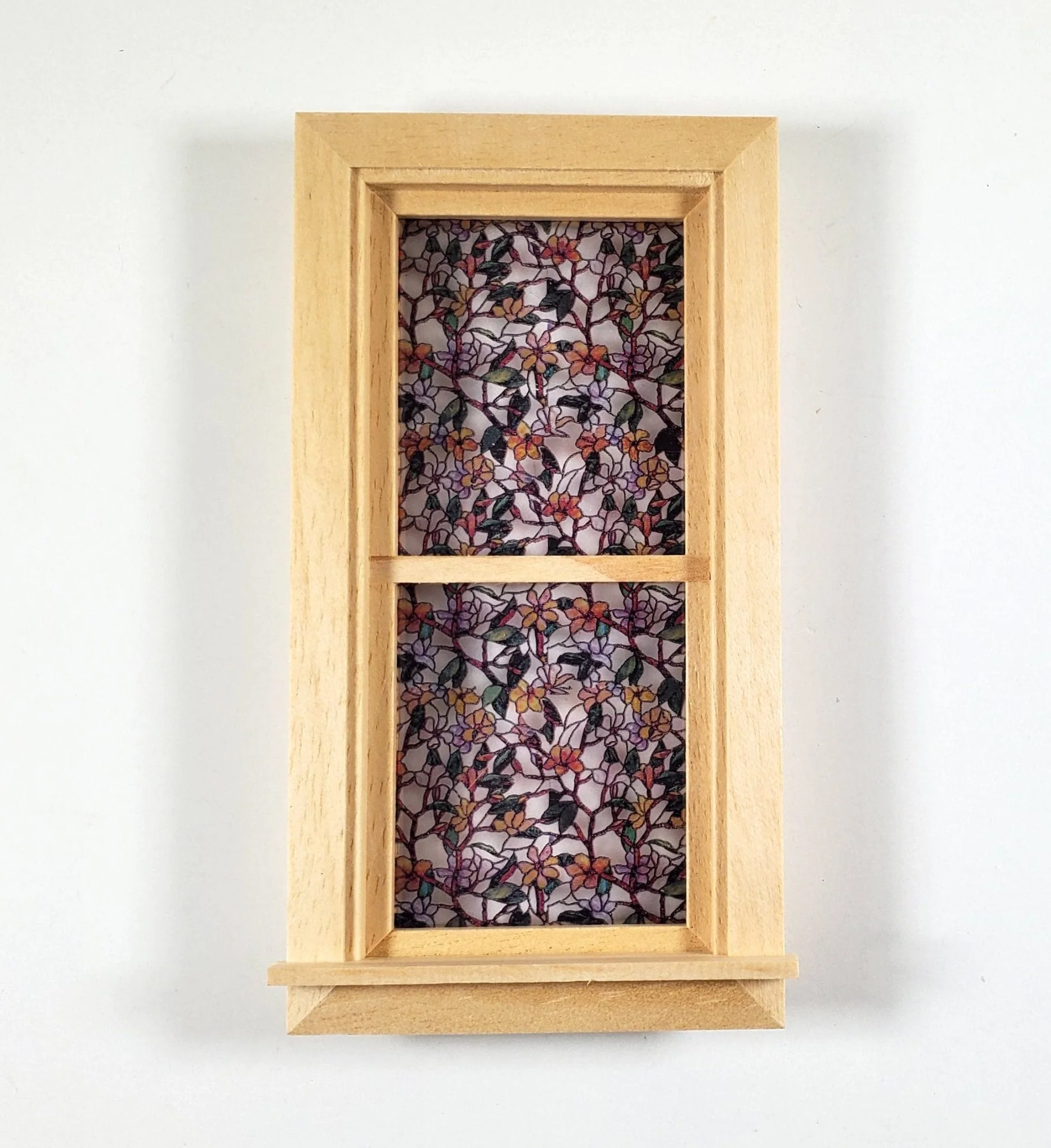 Dollhouse Simulated Stained Glass Insert Cut to Size Flowers for Windows 1:12 Scale - Image 2