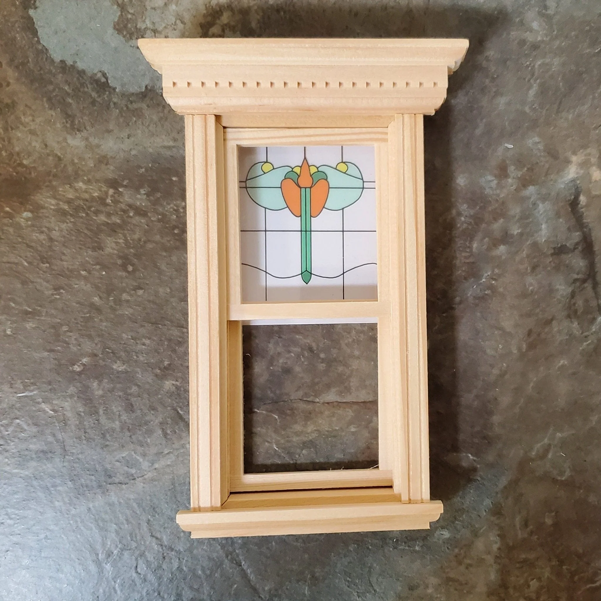 Dollhouse Simulated Stained Glass Window Insert 1:12 Scale Miniature SLIM11 - Image 2