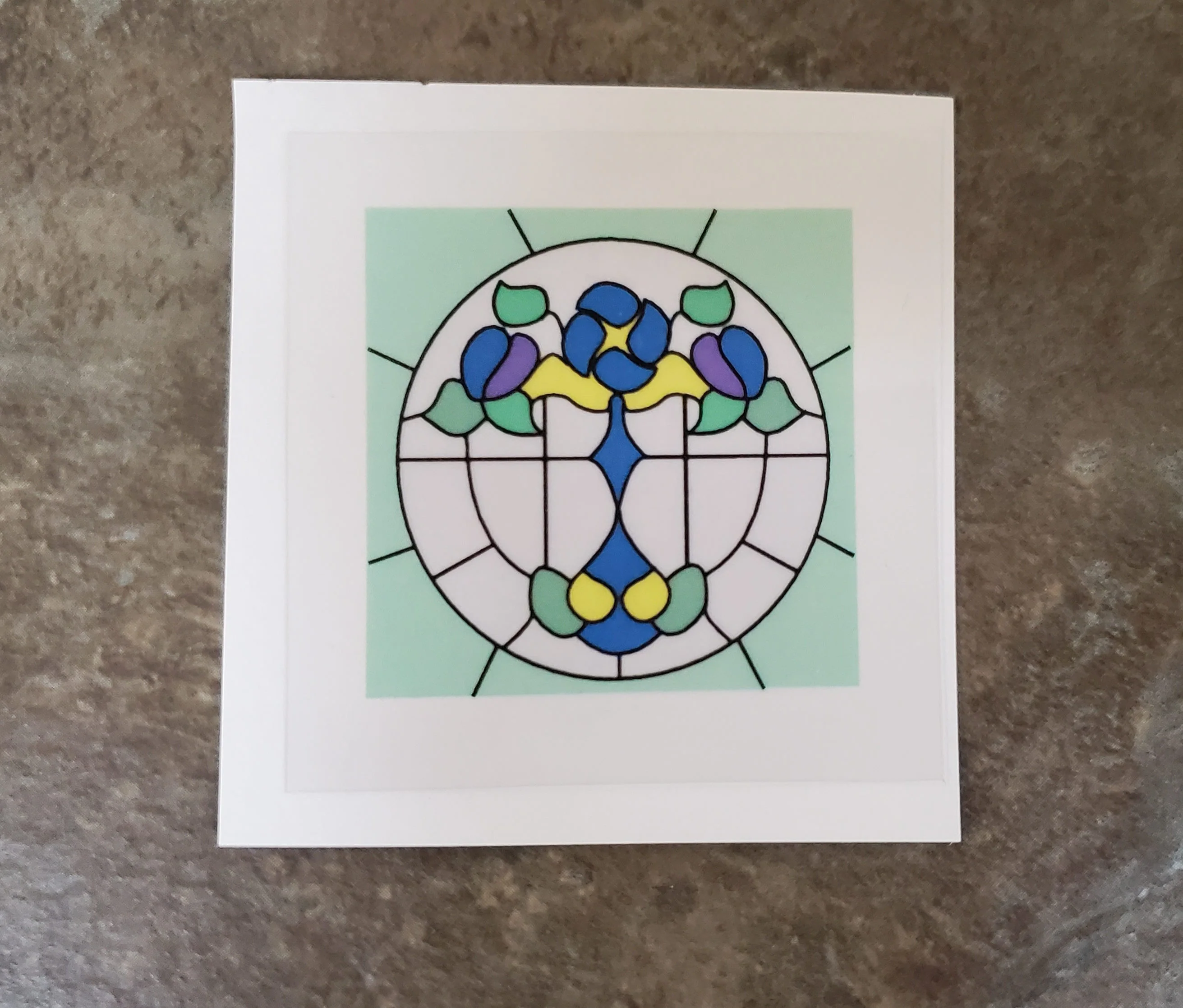 Dollhouse Simulated Stained Glass Window Insert Round 1:12 Scale Miniature SLIM20