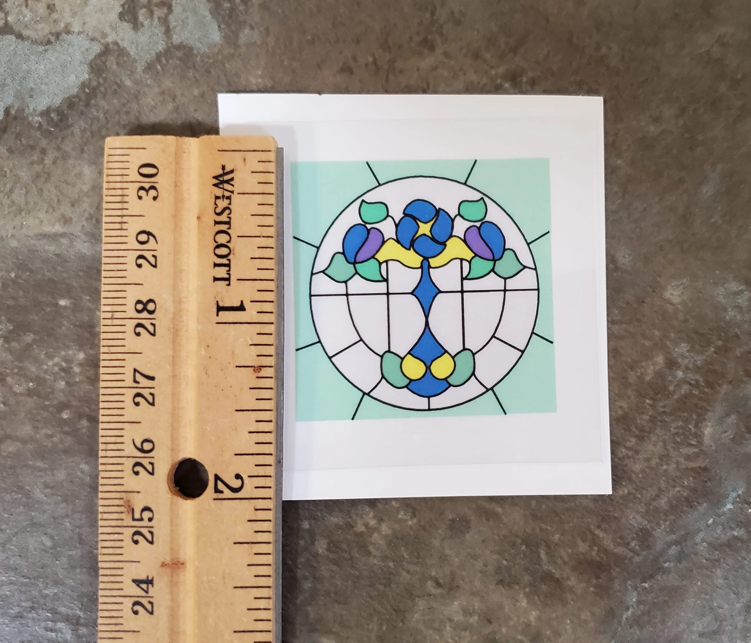 Dollhouse Simulated Stained Glass Window Insert Round 1:12 Scale Miniature SLIM20 - Image 4