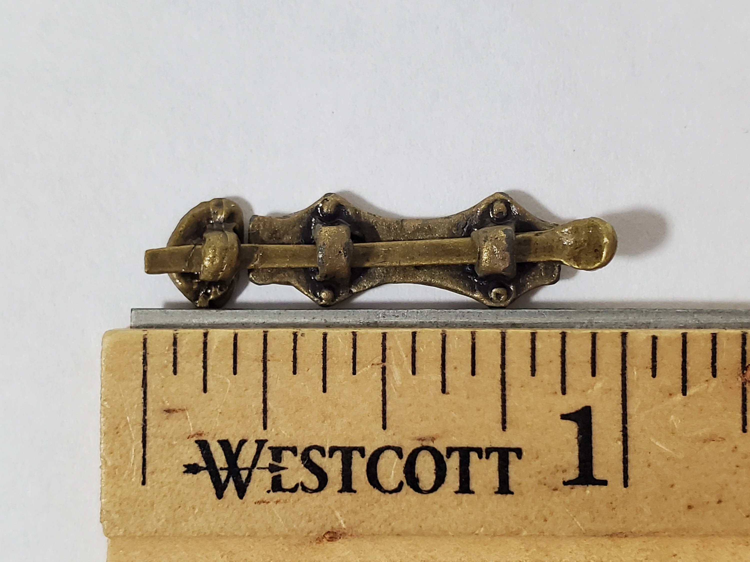 Dollhouse Sliding Bolt Lock Working Metal Antique Bronze 1:12 Scale Miniature - Image 3