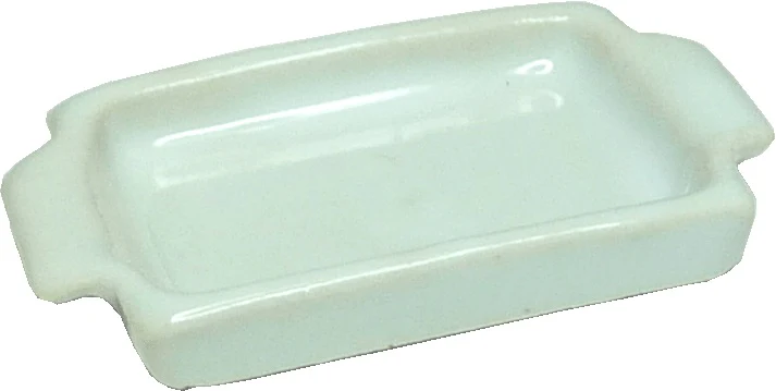 Dollhouse Small Ceramic Casserole Dish White 1:12 Scale Miniature Dish