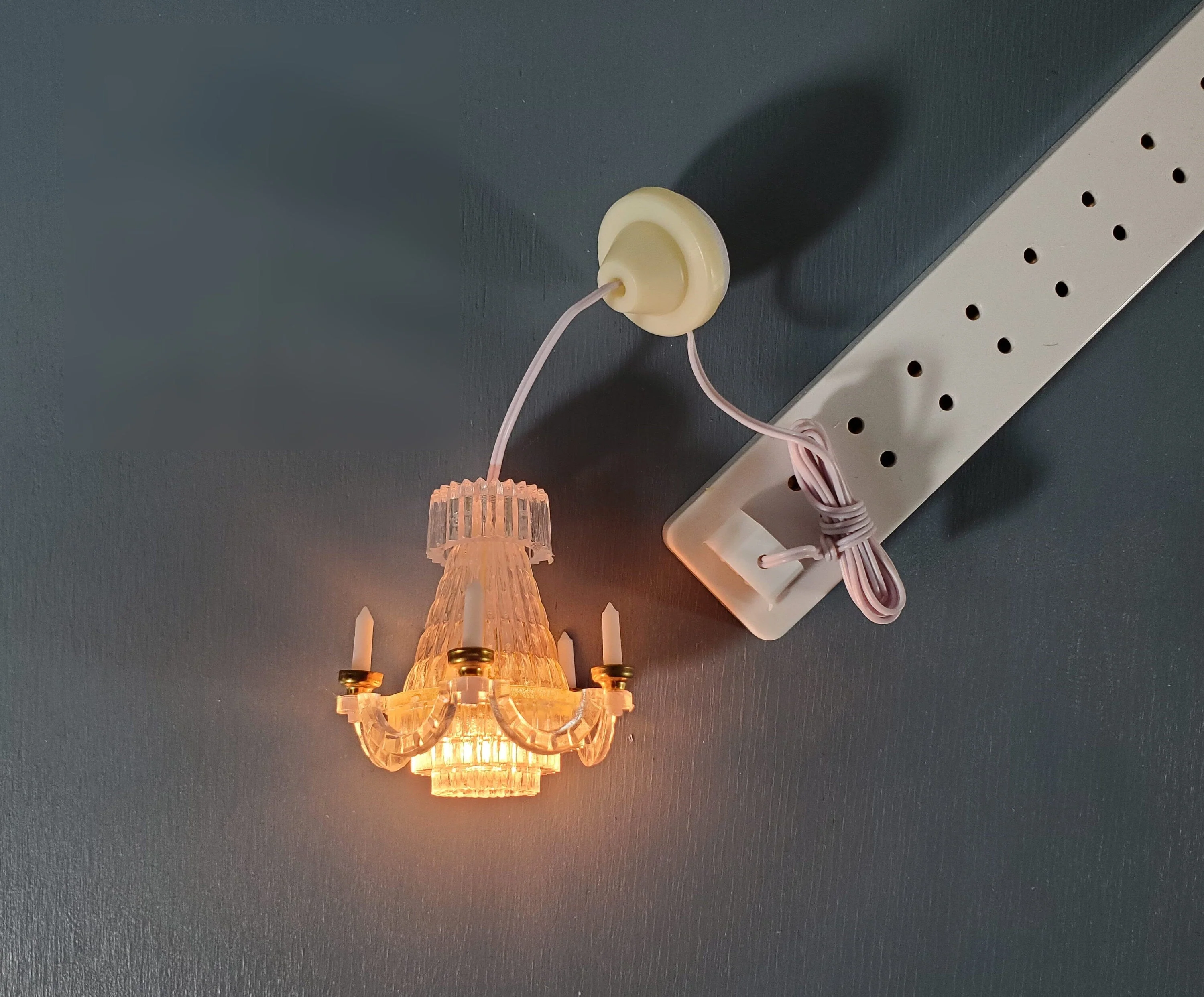 Dollhouse Small Chandelier Electric 1:12 Scale Miniature 12 Volt with Plug - Image 4