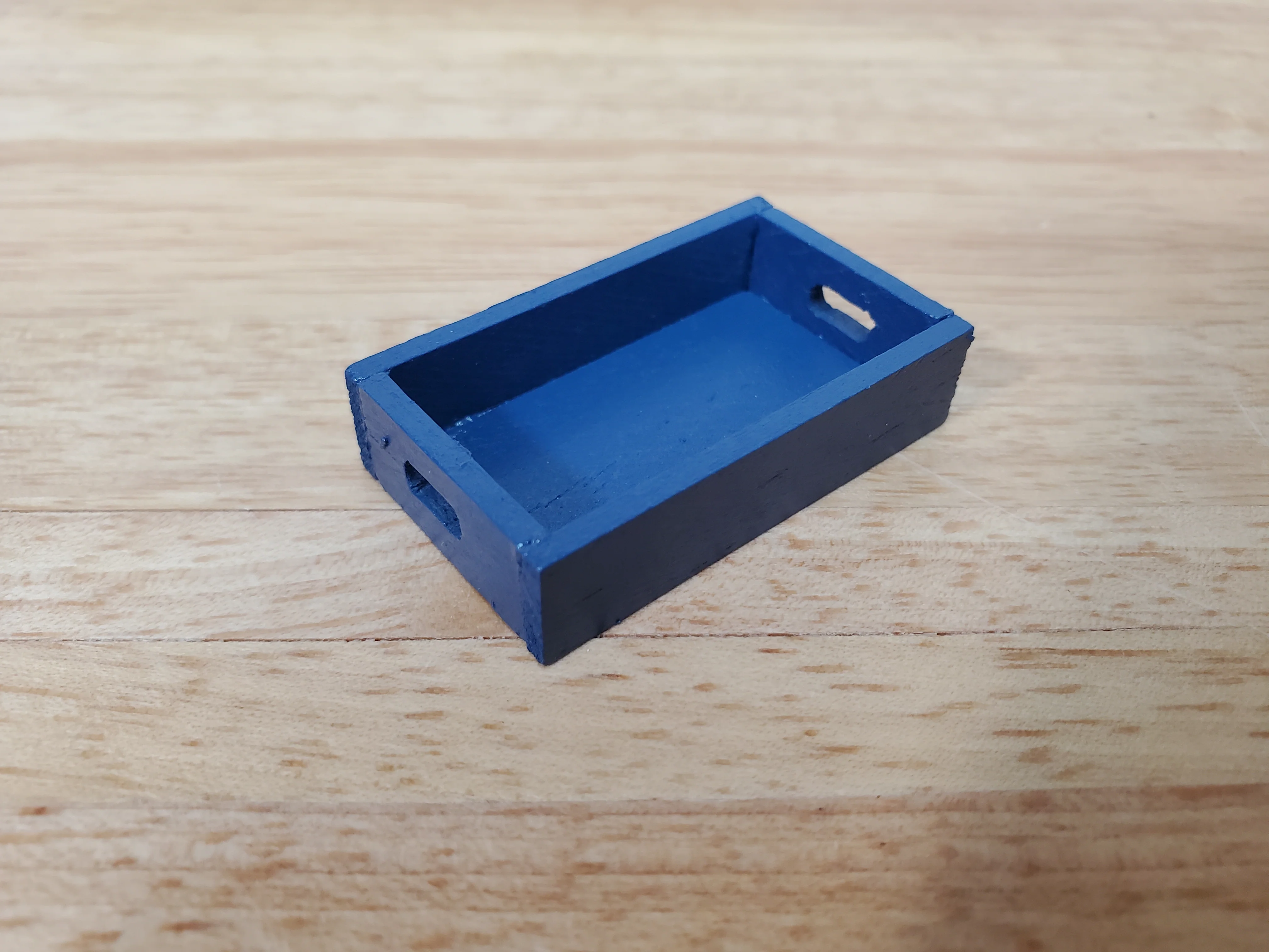 Dollhouse Small Crate Blue Wood for Groceries Fruits Tools 1:12 Scale Miniatures