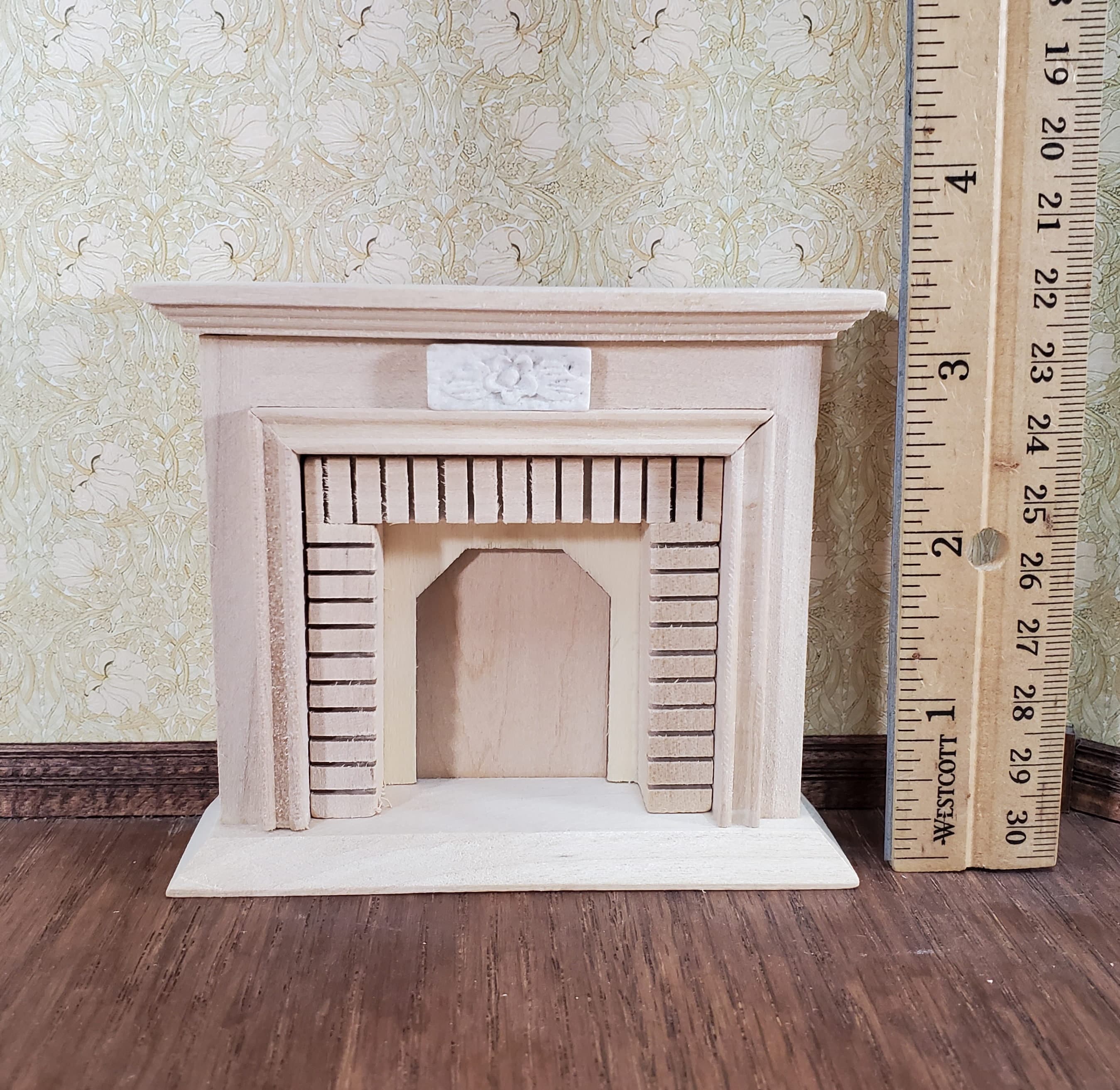 Dollhouse Small Fireplace Miniature Furniture DIY Unpainted Wood - Image 3