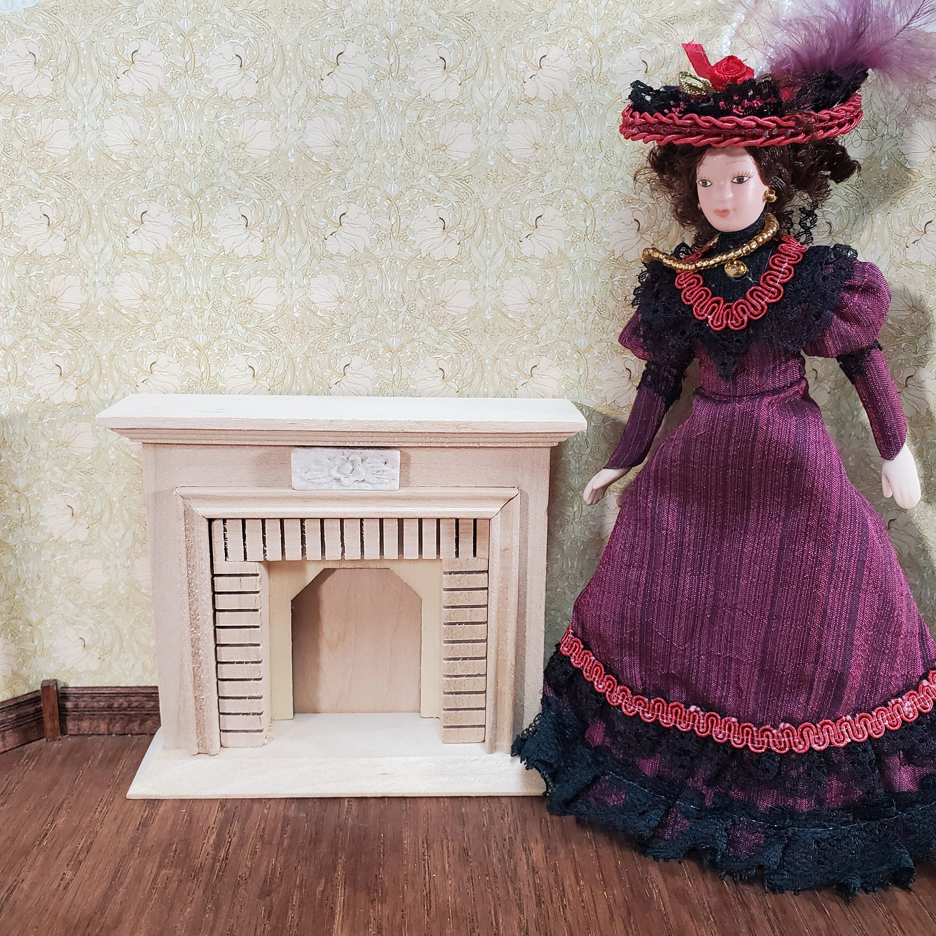 Dollhouse Small Fireplace Miniature Furniture DIY Unpainted Wood - Image 4