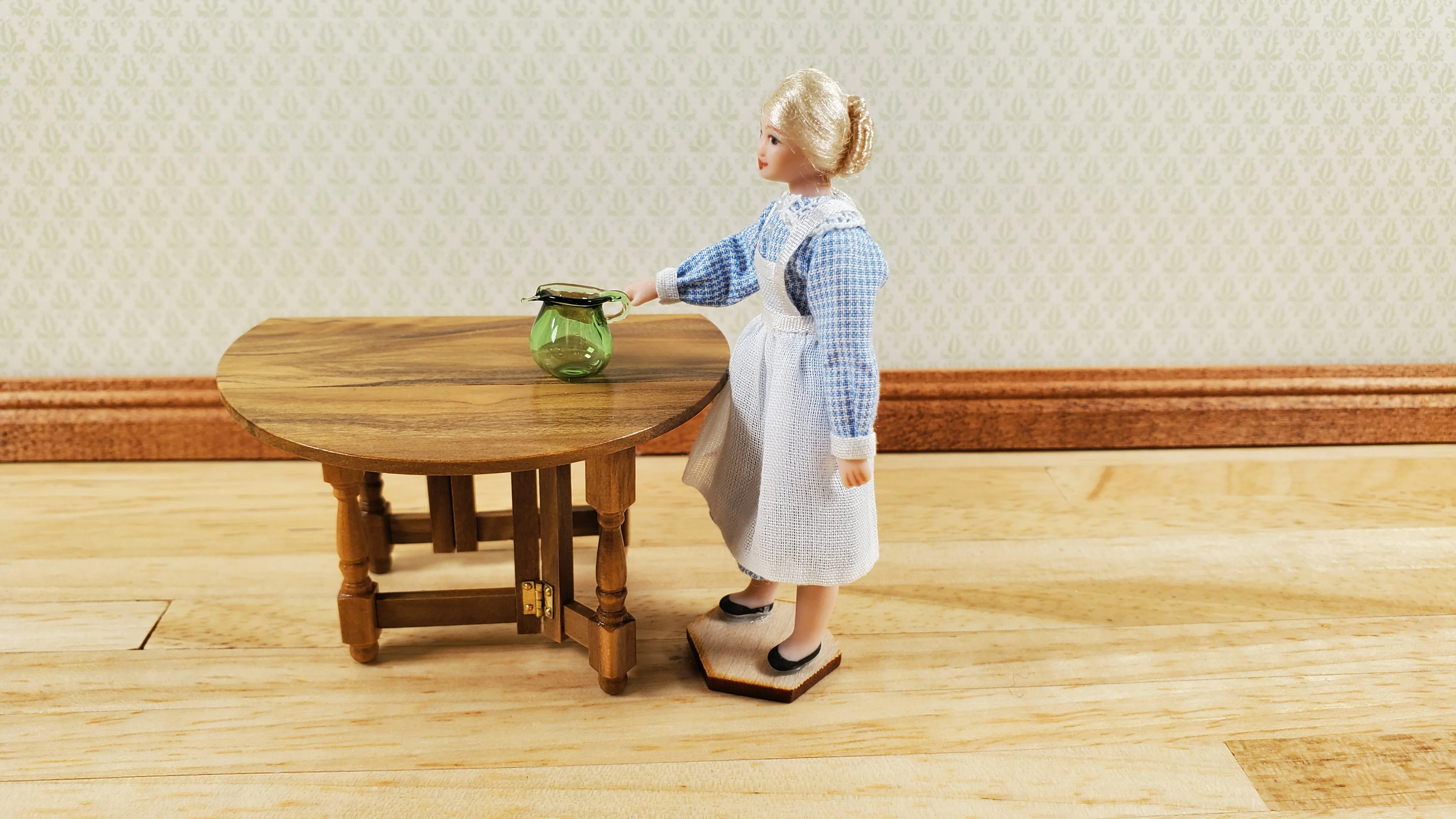 Dollhouse HALF SCALE Small Green Glass Pitcher 1:24 Miniature Kitchen - Image 2