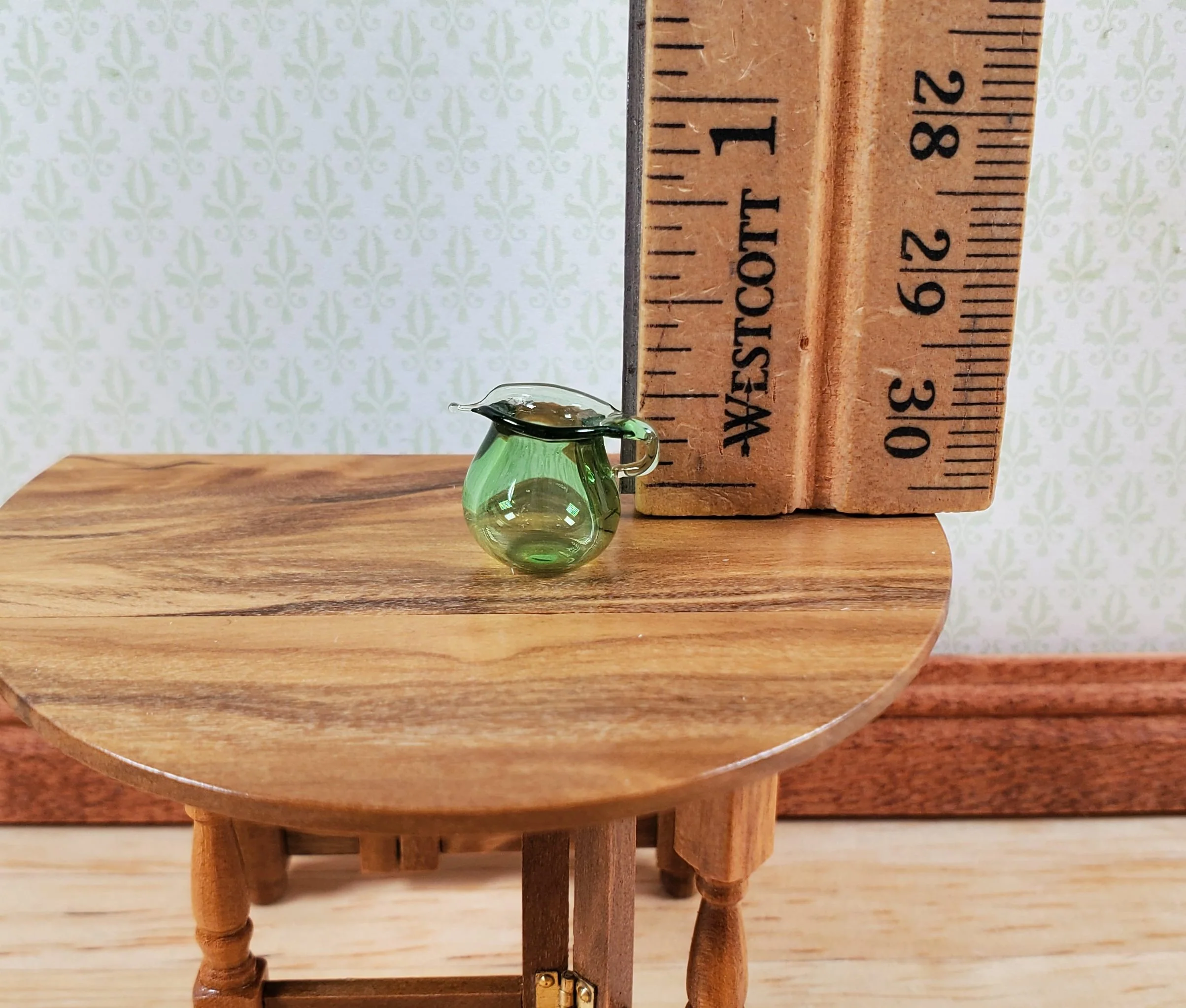 Dollhouse HALF SCALE Small Green Glass Pitcher 1:24 Miniature Kitchen - Image 3