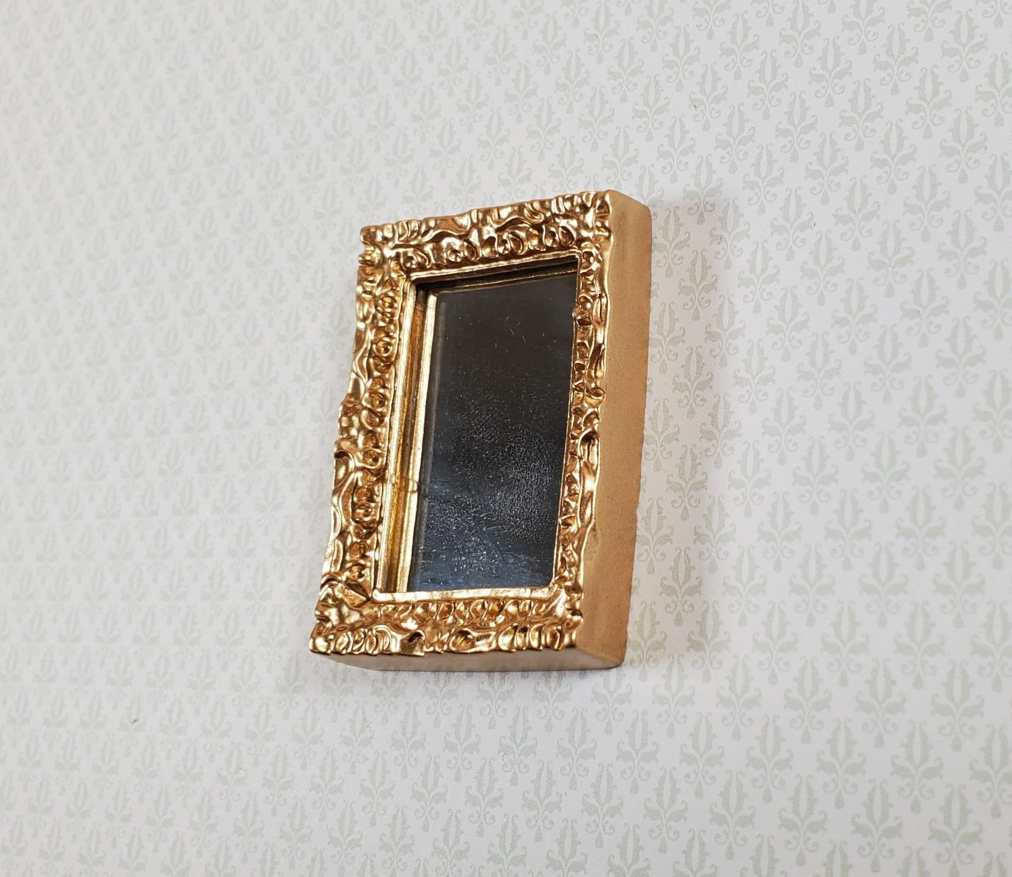 Dollhouse Small Mirror with Fancy Gold Frame 1:12 Scale Miniature Accessory - Image 3