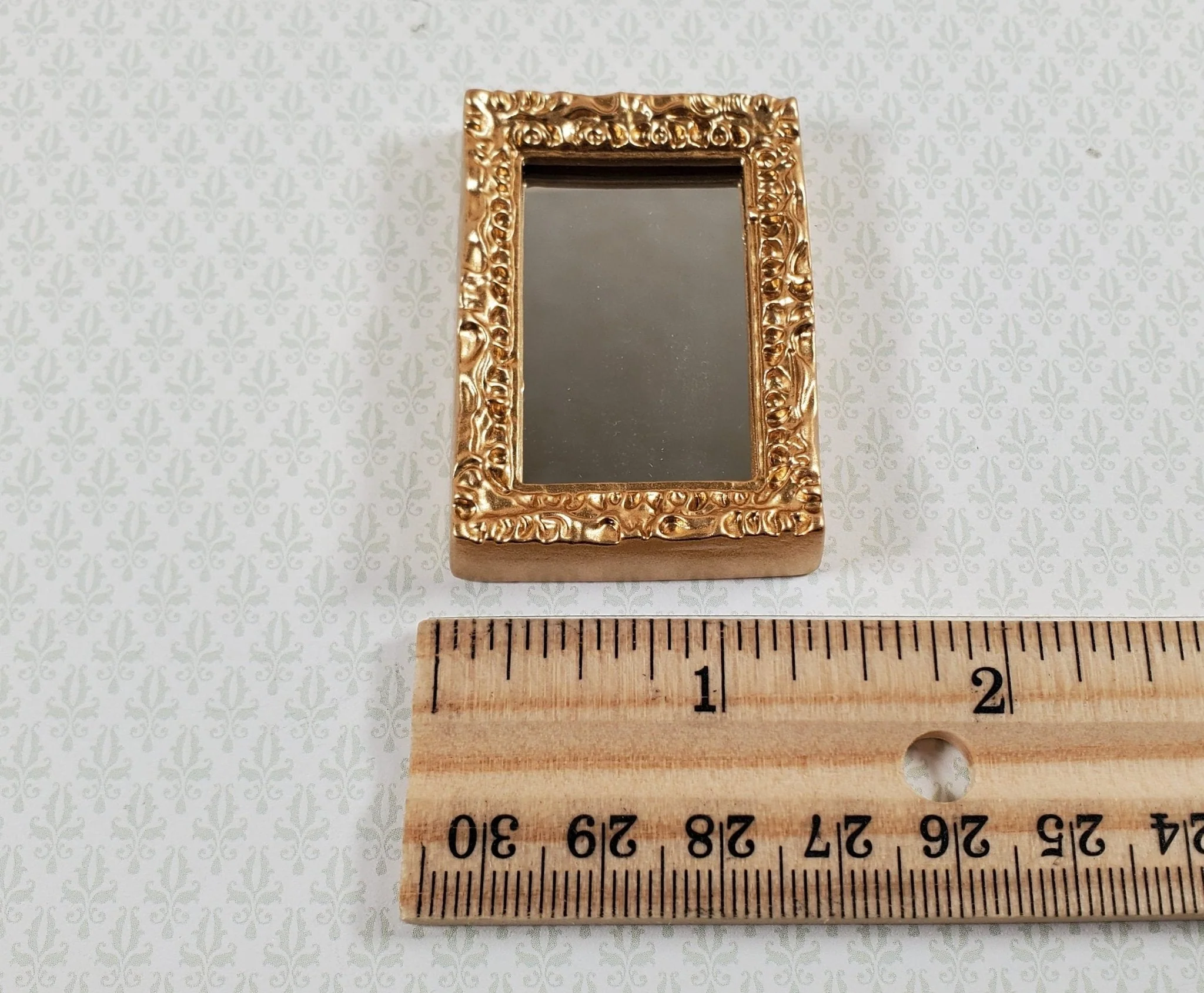 Dollhouse Small Mirror with Fancy Gold Frame 1:12 Scale Miniature Accessory - Image 4