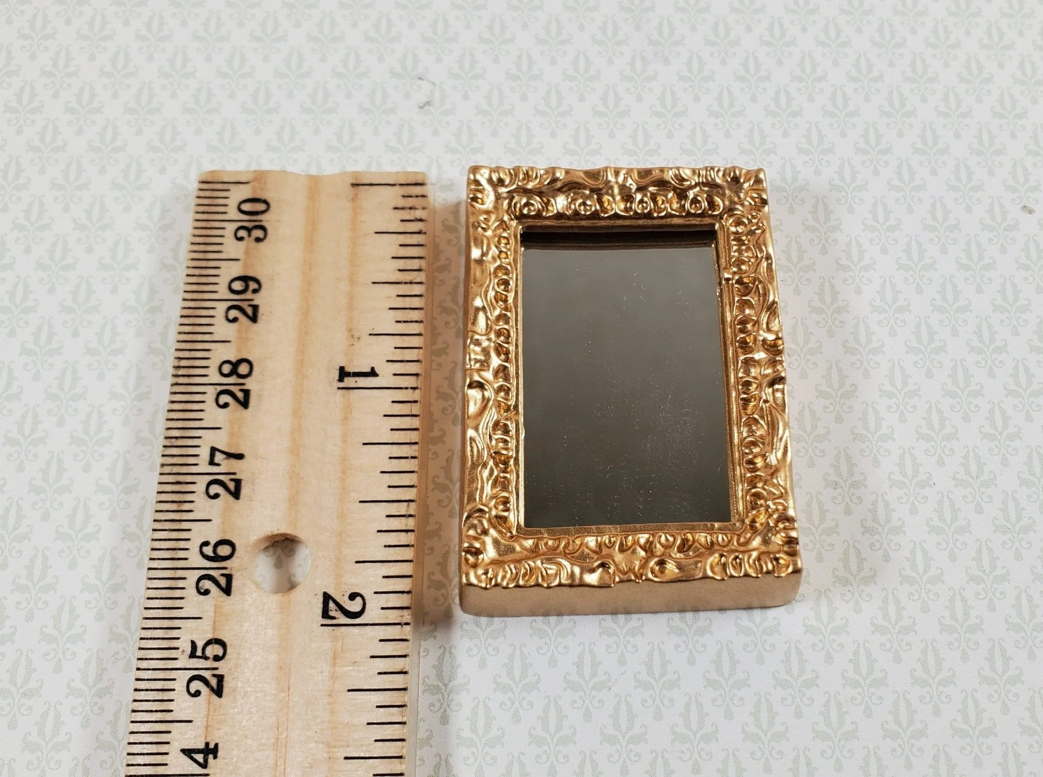 Dollhouse Small Mirror with Fancy Gold Frame 1:12 Scale Miniature Accessory - Image 5