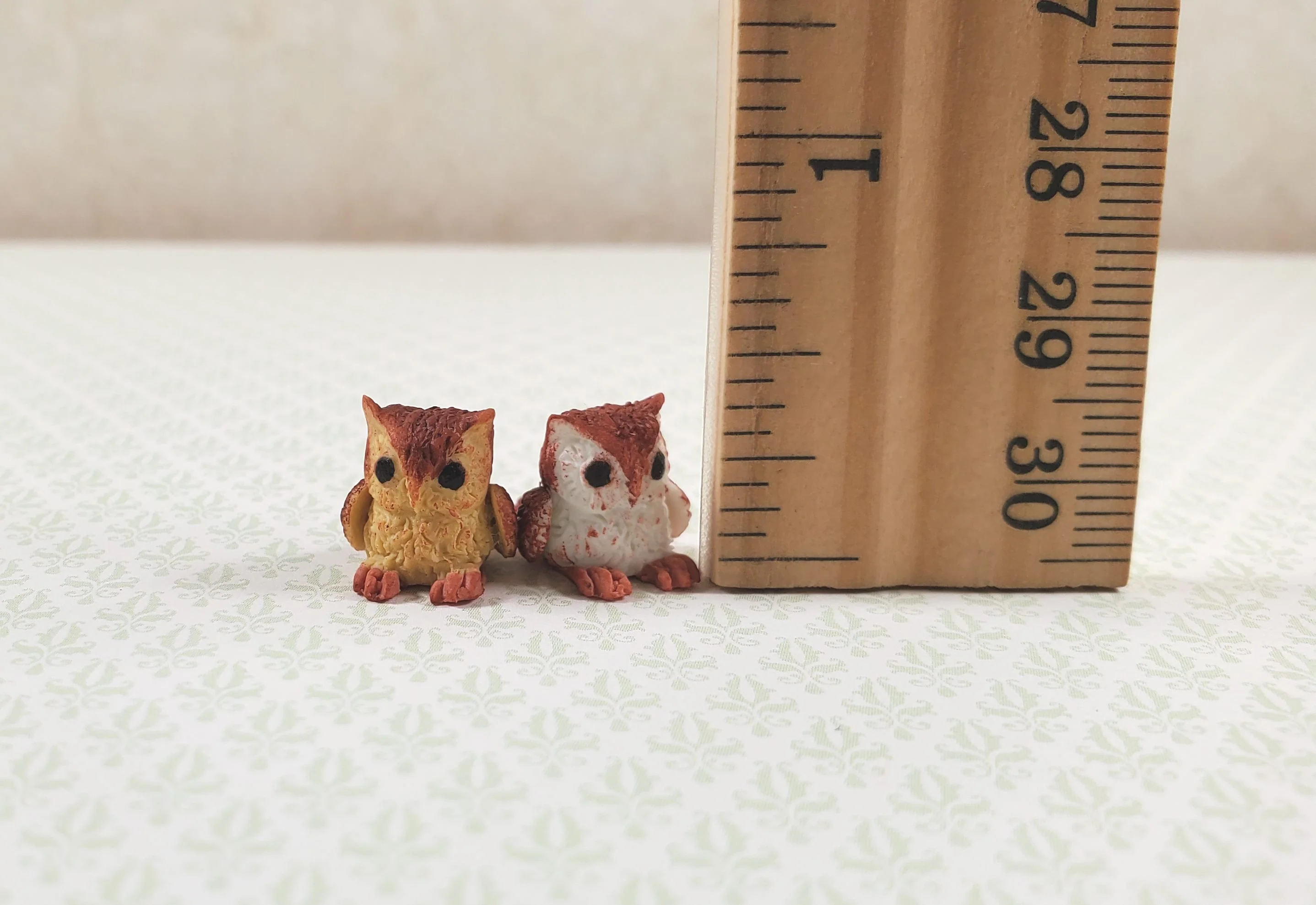 Dollhouse Small Owls Set of 2 1:12 Scale Miniature Pet Animals Accessories - Image 3