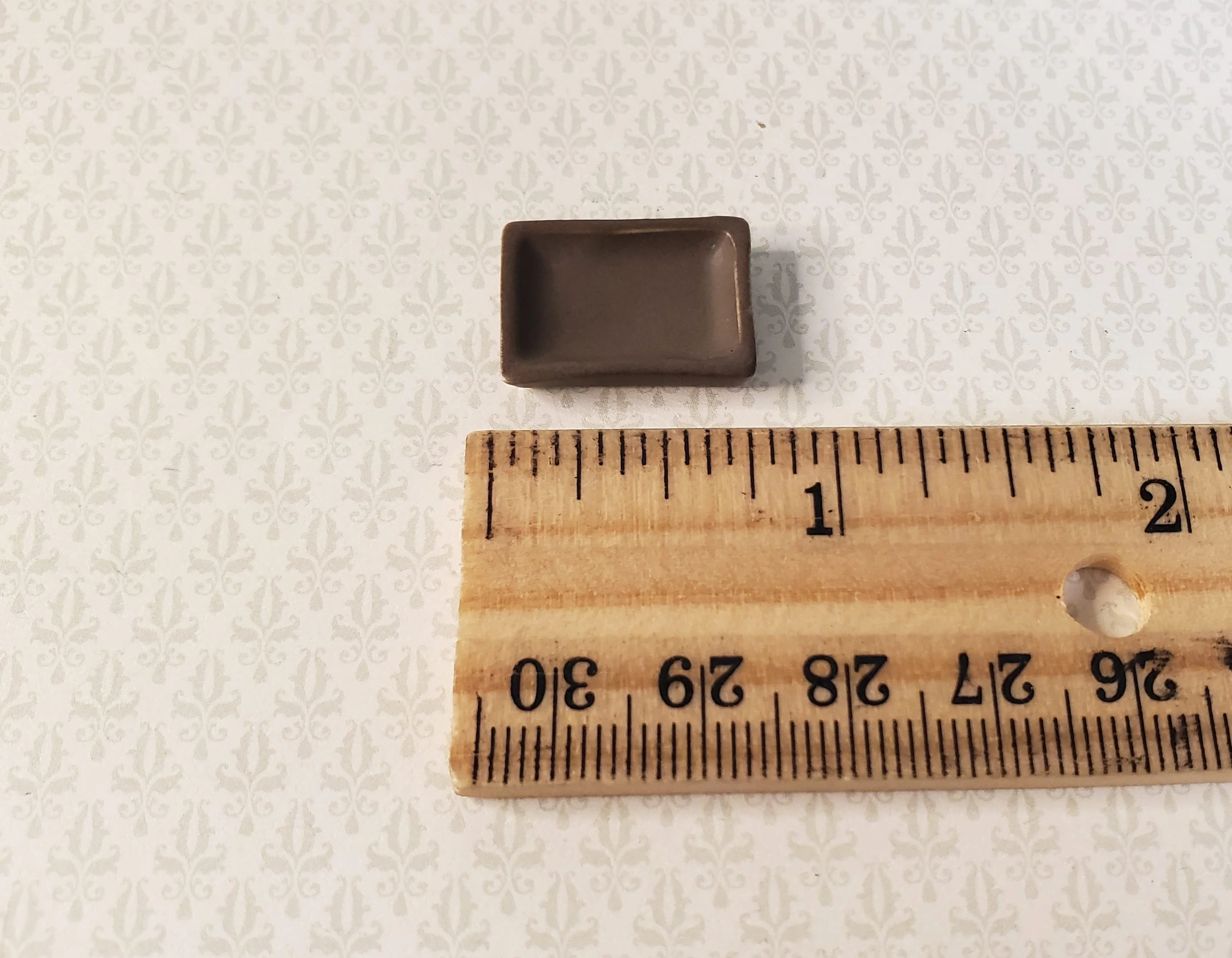 Dollhouse Small Rectangular Brown Ceramic Serving Dish 1:24 Scale Miniature - Image 3