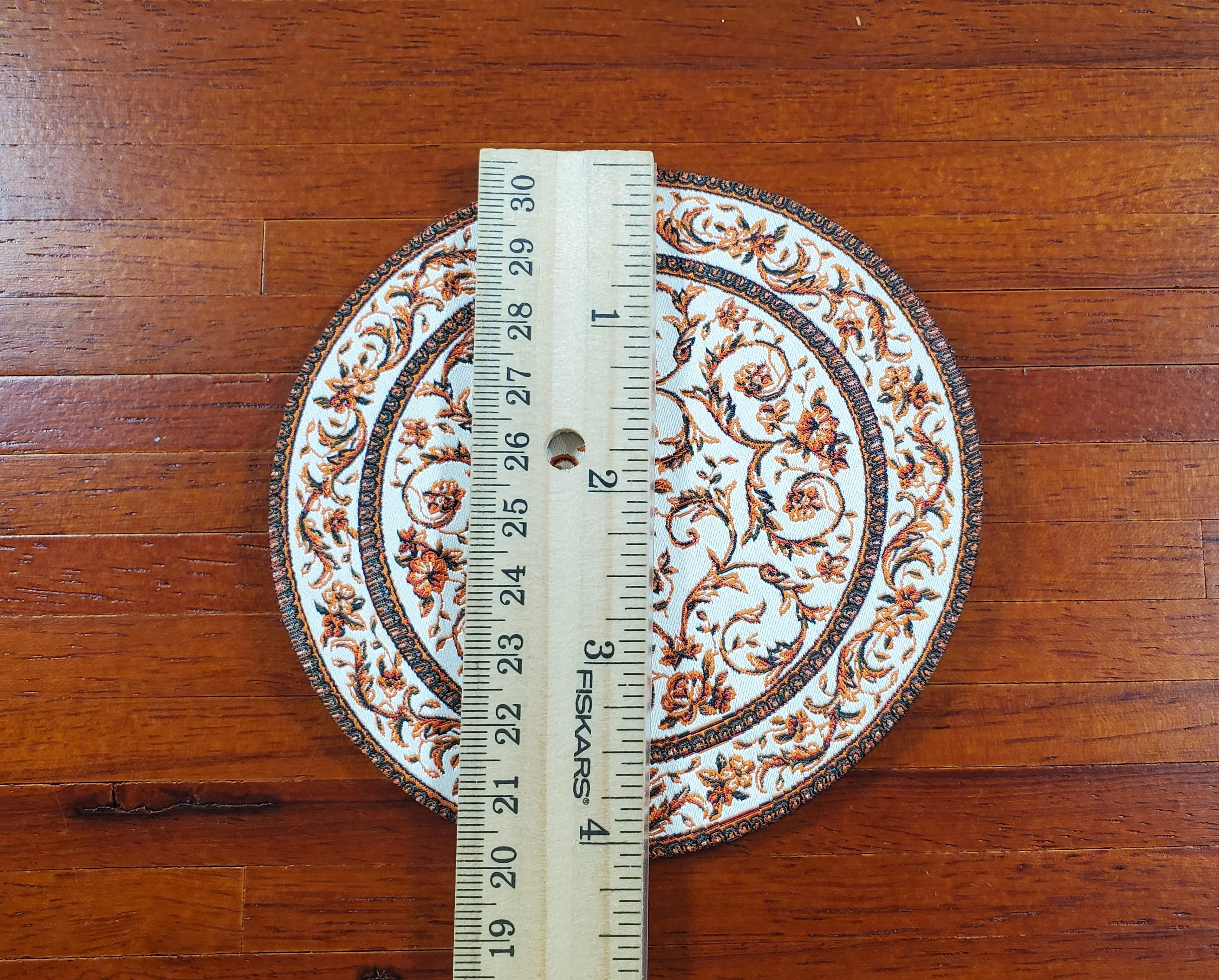 Dollhouse Small Round Rug Fabric Floral Use in 1:12 or 1:24 Scales 4.25" Across - Image 4
