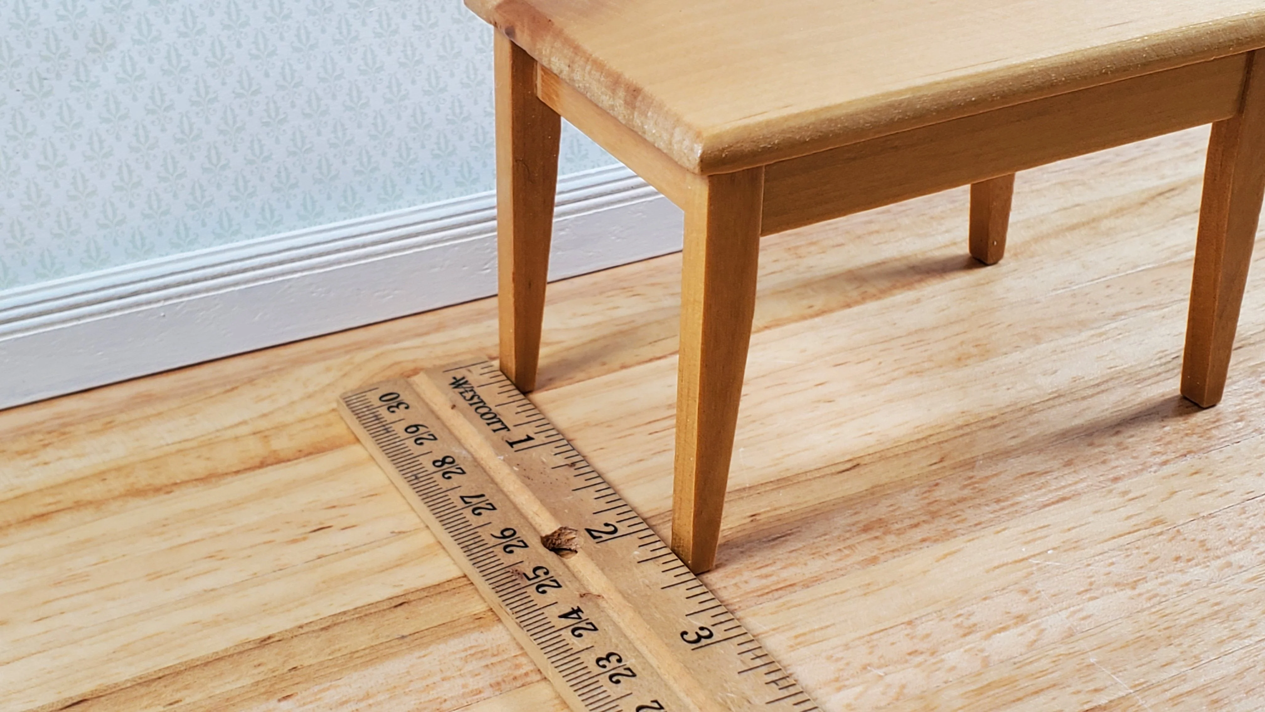 Dollhouse Small Table Kitchen Dining Room Light Oak 1:12 Scale Miniature - Image 6