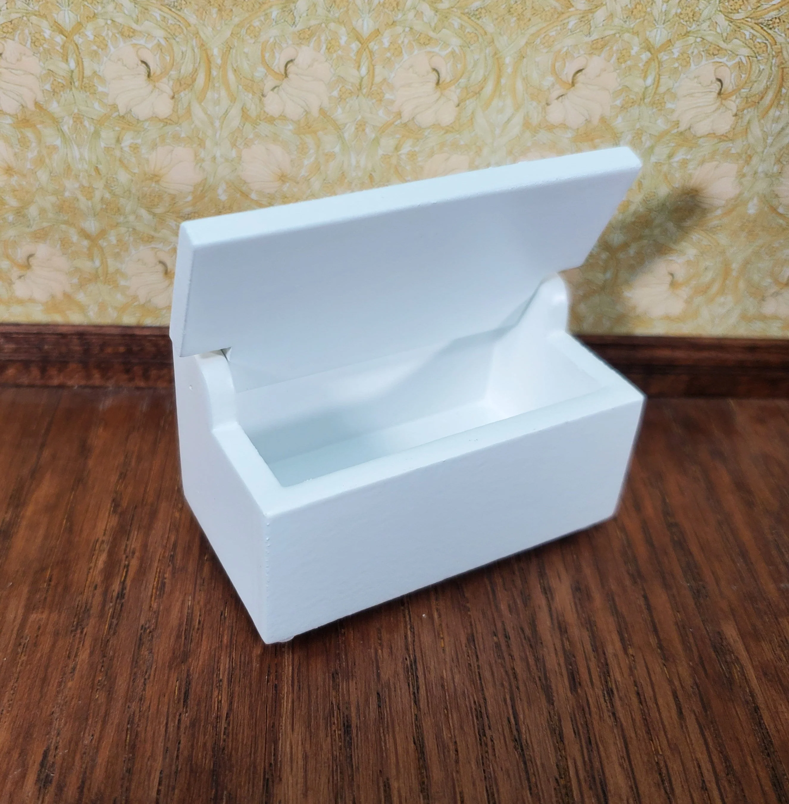 Dollhouse Small Toy Chest White Wood Trunk 1:12 Scale Nursery Furniture - Image 5