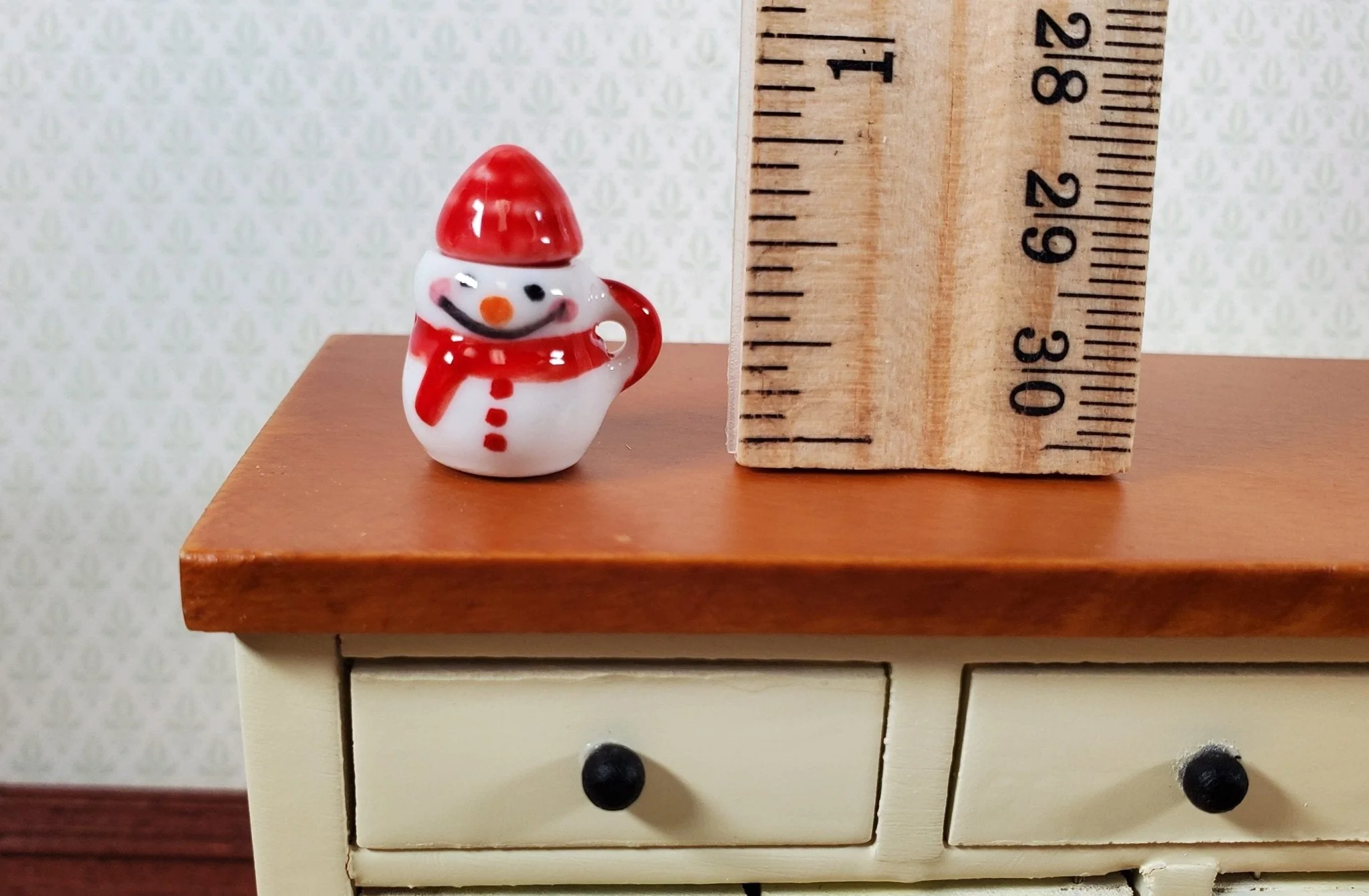 Dollhouse Snowman Mug Coffee Cup with Hat LARGE Miniature Ceramic Christmas - Image 6