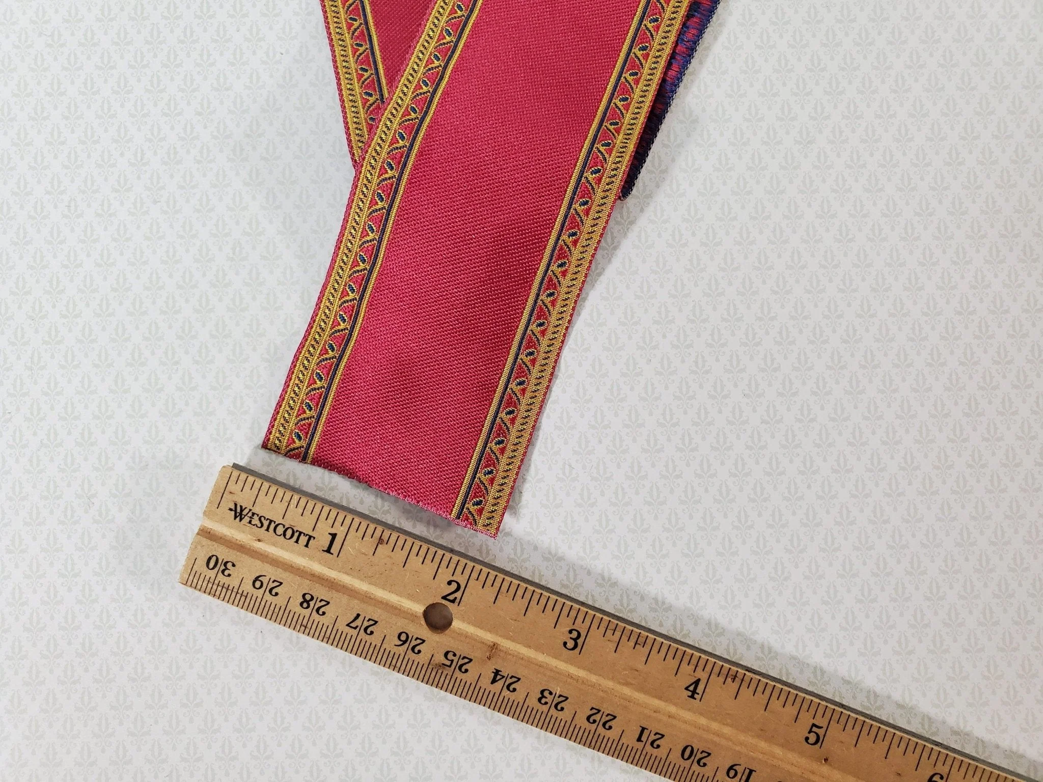Dollhouse Stair Runner Red & Gold Carpet 19" Long 1:12 Scale Miniature - Image 3
