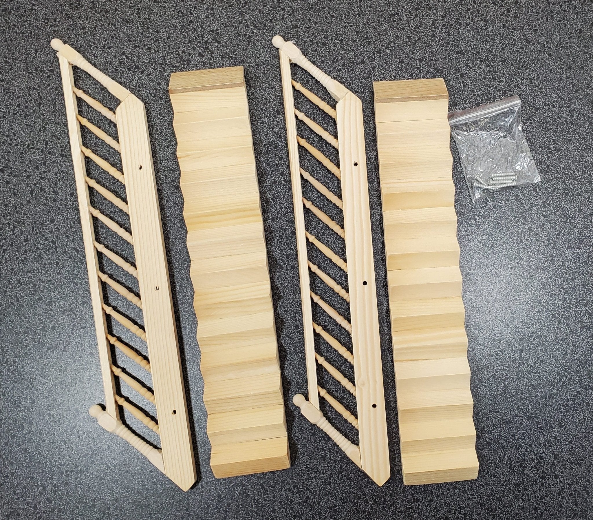 Dollhouse Stairs 2 Sets with Assembled Railing SMALL Narrow 1:12 Scale - Image 2