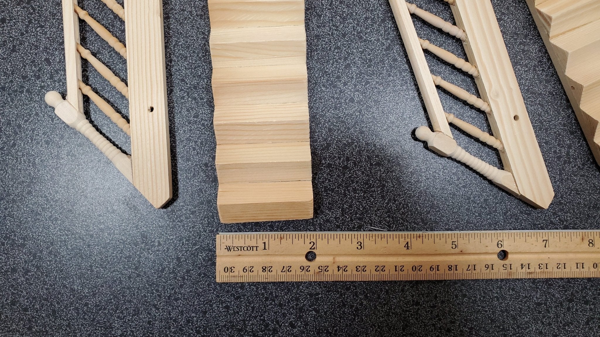 Dollhouse Stairs 2 Sets with Assembled Railing SMALL Narrow 1:12 Scale - Image 5