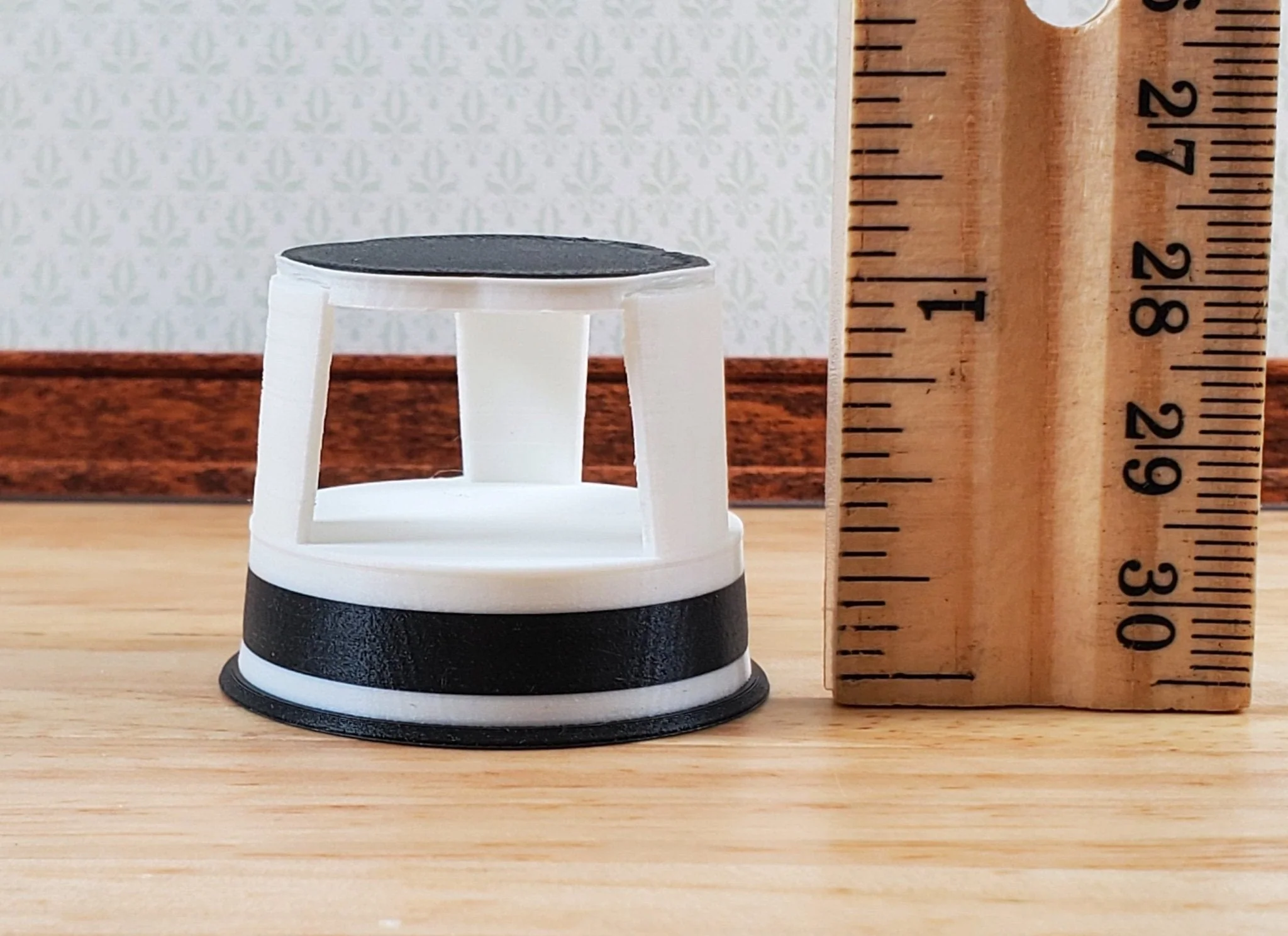 Dollhouse Step Stool Modern Style 1:12 Scale Miniature Black and White - Image 3