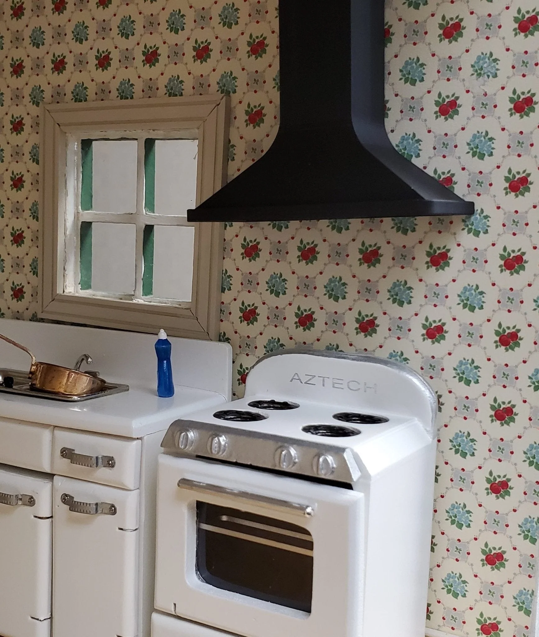 Dollhouse Stove Range Fan Hood Vent Black Modern 1:12 Scale Miniature Kitchen - Image 5