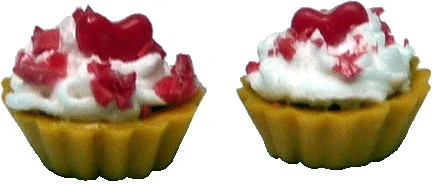 Dollhouse Sweetheart Cupcakes Set of 2 1:12 Scale Miniature Food