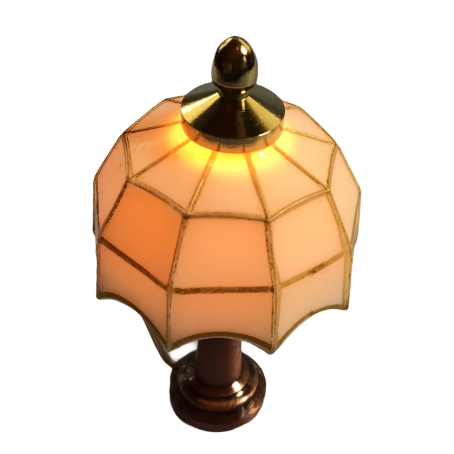 Dollhouse Table Lamp White Shade Bronze Base 1:12 Scale Miniature 12 volt w/ Plug - Image 3