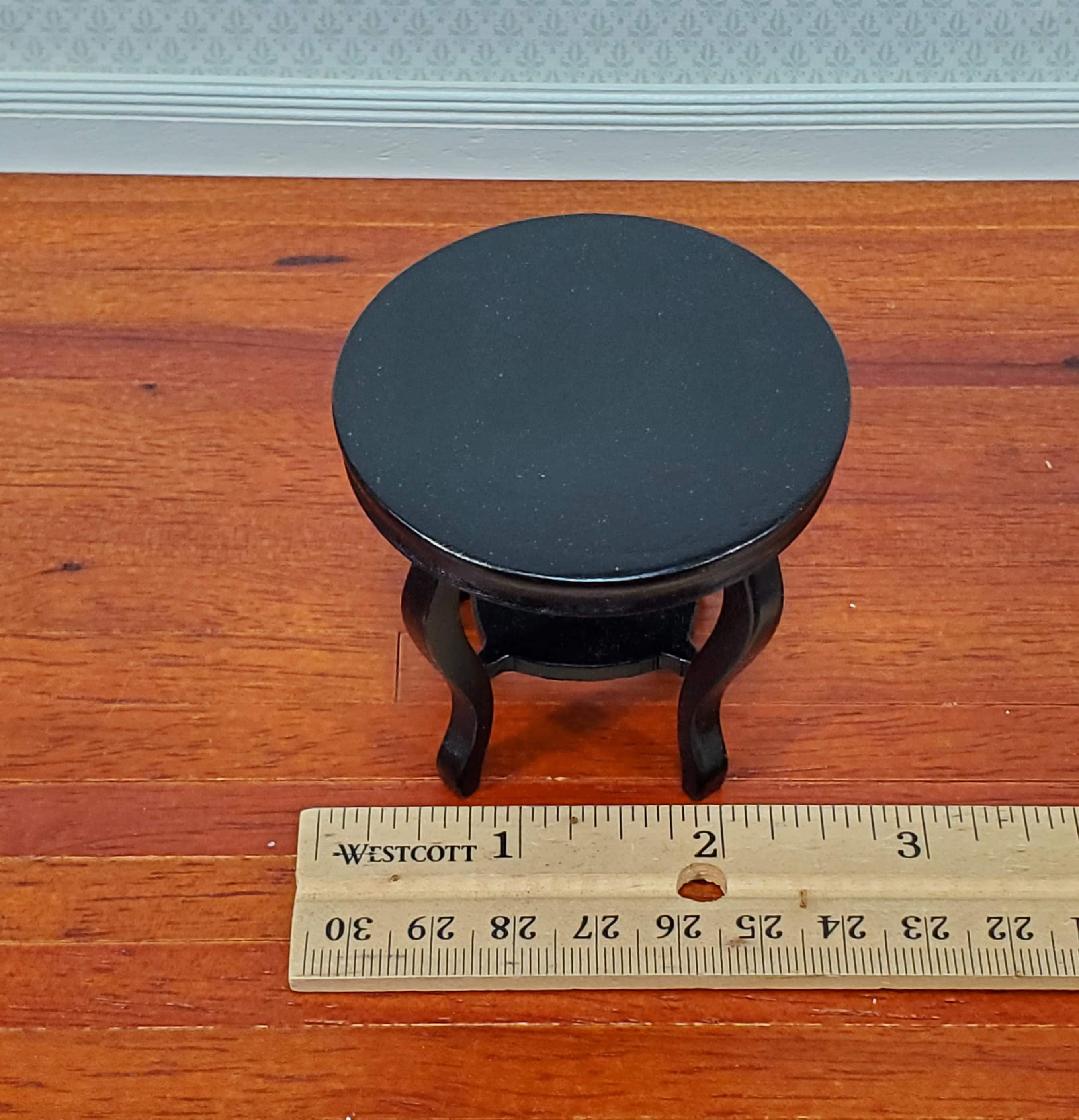 Dollhouse Table Small Round Side or End Table Black Lower Shelf 1:12 Scale Miniature Furniture - Image 6