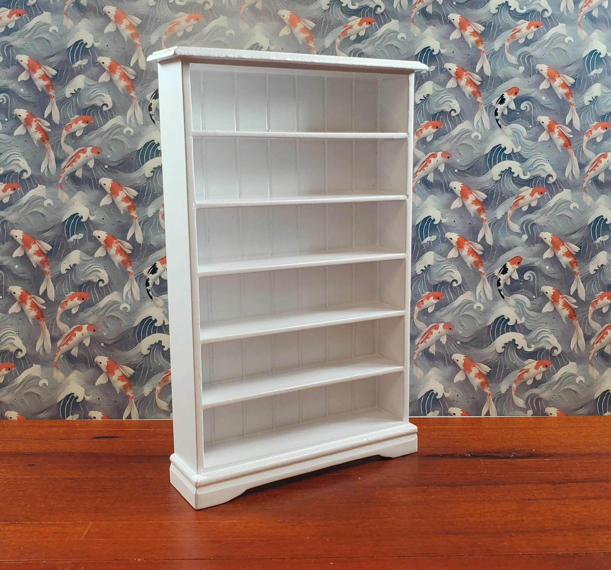 Dollhouse Tall Bookcase White Shelves Bookshelf 1:12 Scale Miniature Furniture