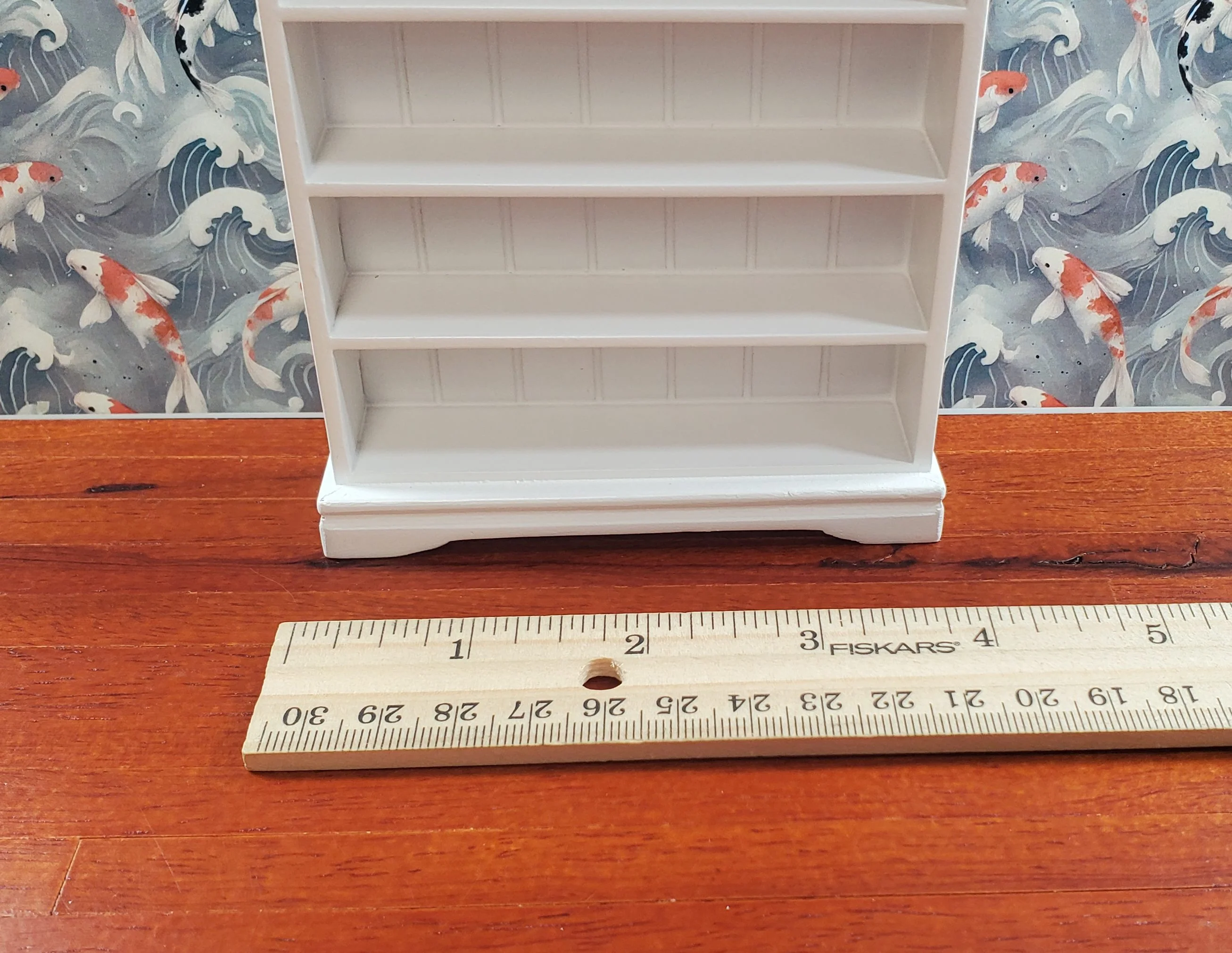 Dollhouse Tall Bookcase White Shelves Bookshelf 1:12 Scale Miniature Furniture - Image 3