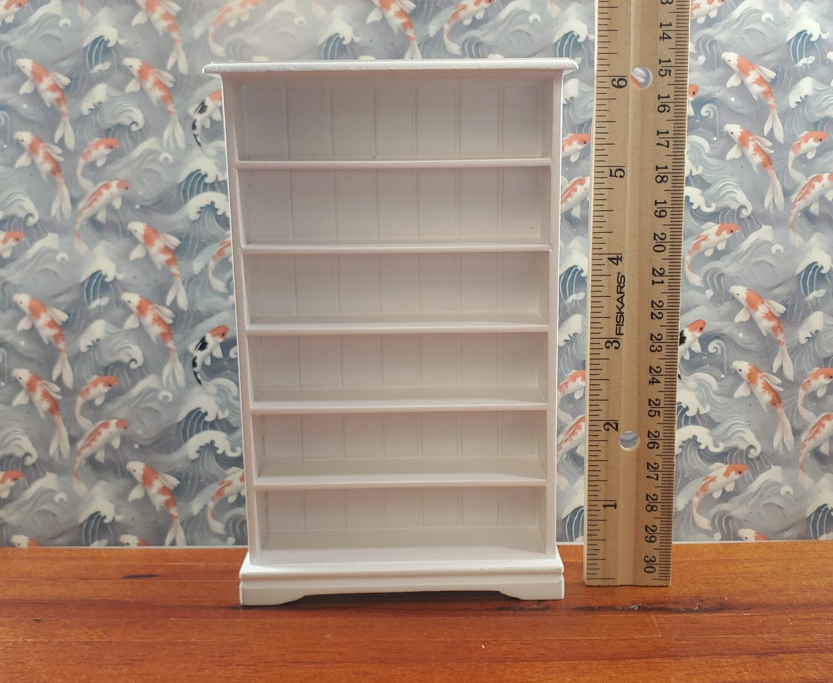 Dollhouse Tall Bookcase White Shelves Bookshelf 1:12 Scale Miniature Furniture - Image 4