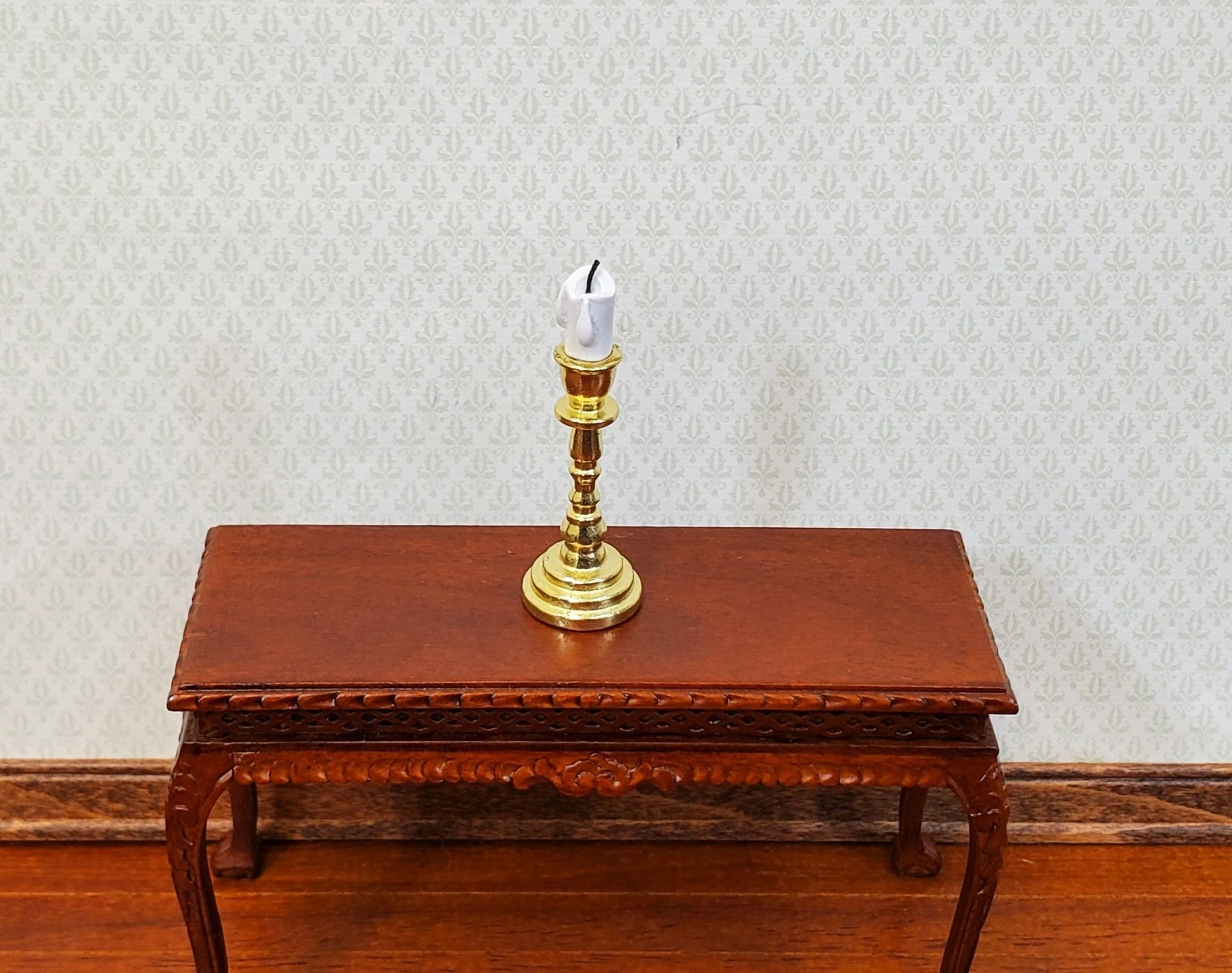 Dollhouse Tall Candlestick Gold Finish Miniature Decor Use in 1:12 or 1/6 Scale Settings - Image 2