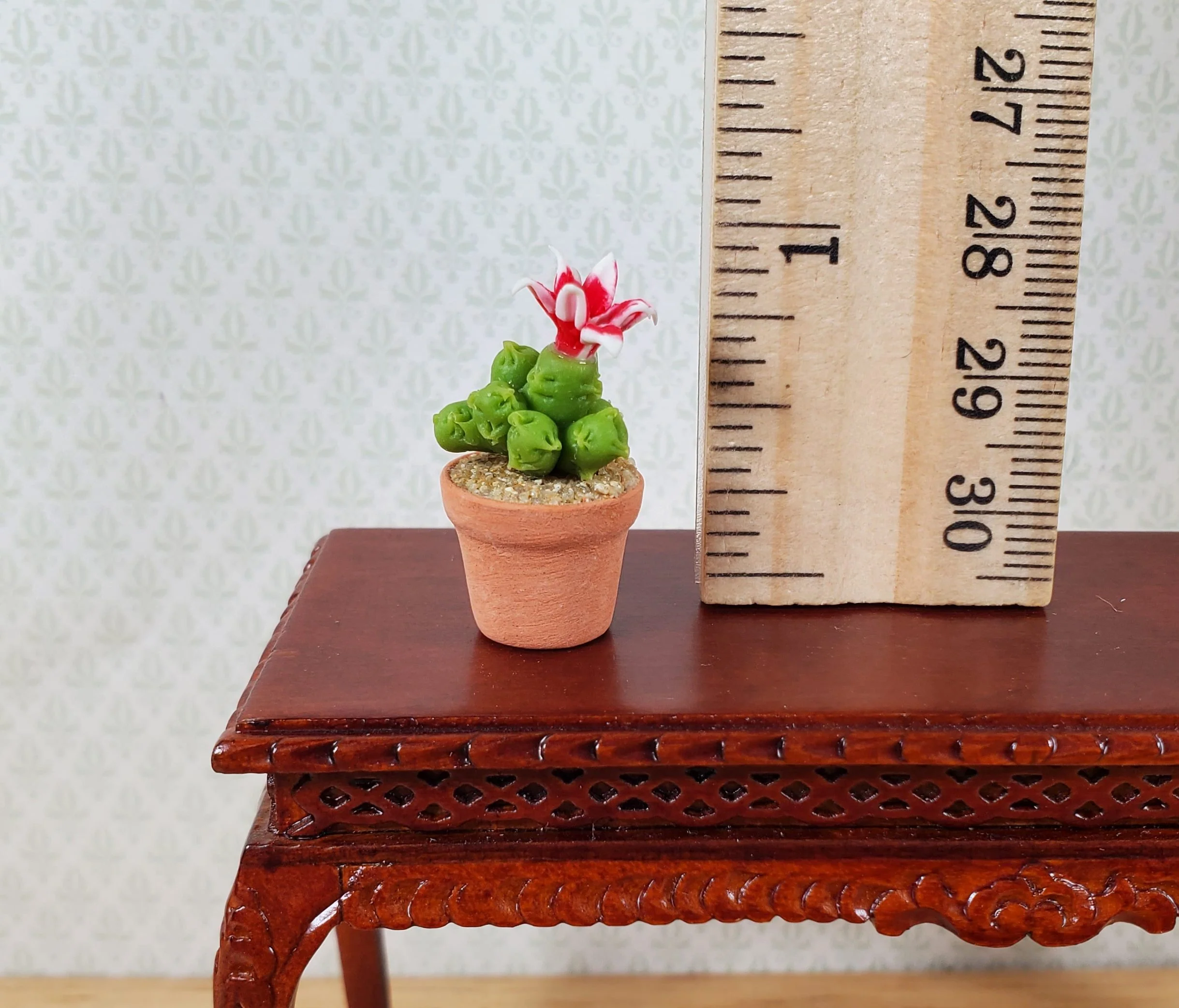 Dollhouse Tall Flowering Cactus Plant in a Terra Cotta Pot 1:12 Scale Miniature - Image 3