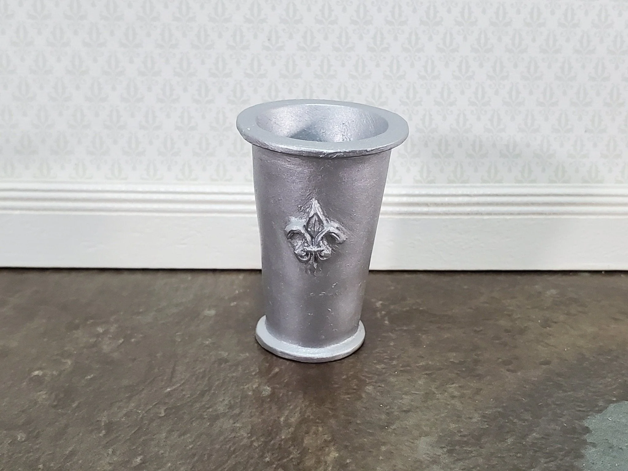 Dollhouse Tall Planter or Umbrella Cane Stand Silver 1:12 Scale Falcon Miniatures