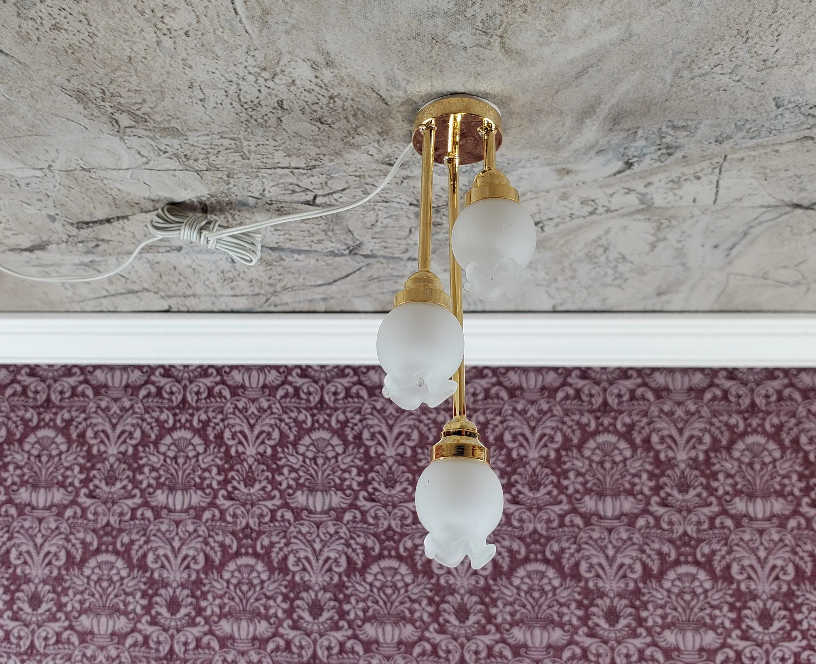Dollhouse Tall Tulip Ceiling Light Hanging Electric 12 Volt 1:12 Scale Miniature Dollhouse Lights - Image 5
