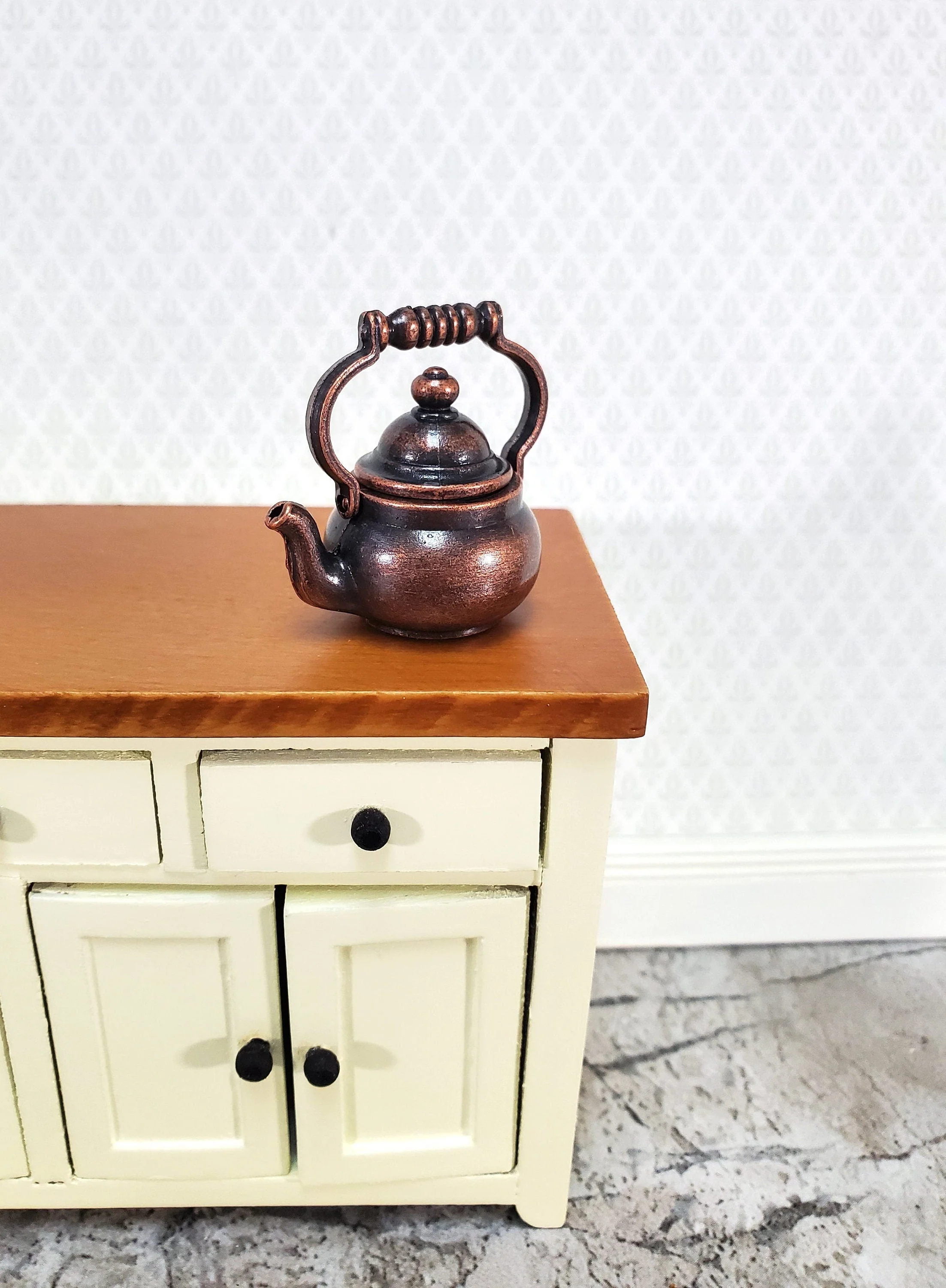 Dollhouse Teapot Kettle Antique Bronze Finish Large Scale Miniature Kitchen - Image 2