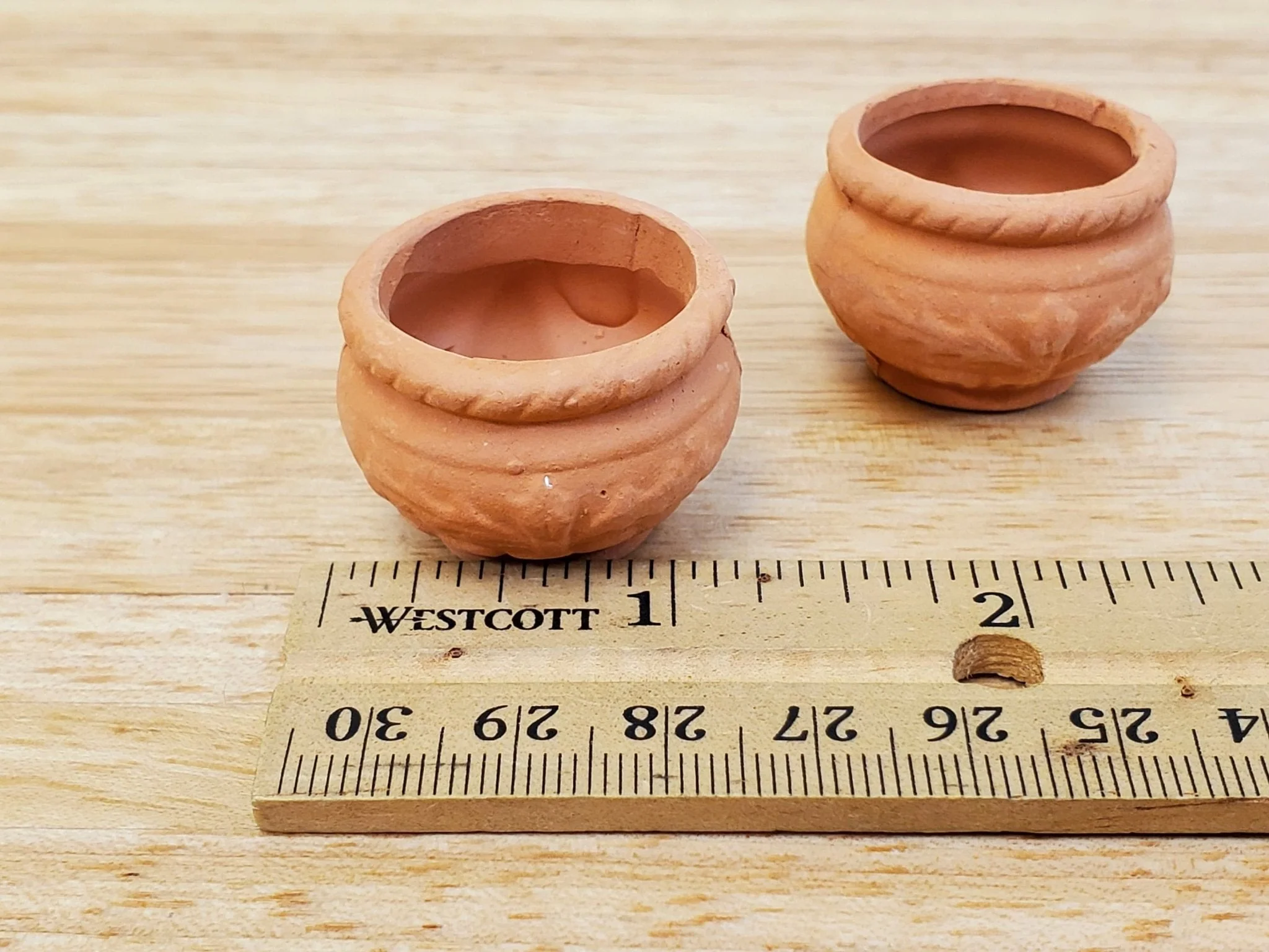 Dollhouse Terra Cotta Pots Planters Set of 2 Unglazed Round 1:12 Scale Miniature Garden - Image 6