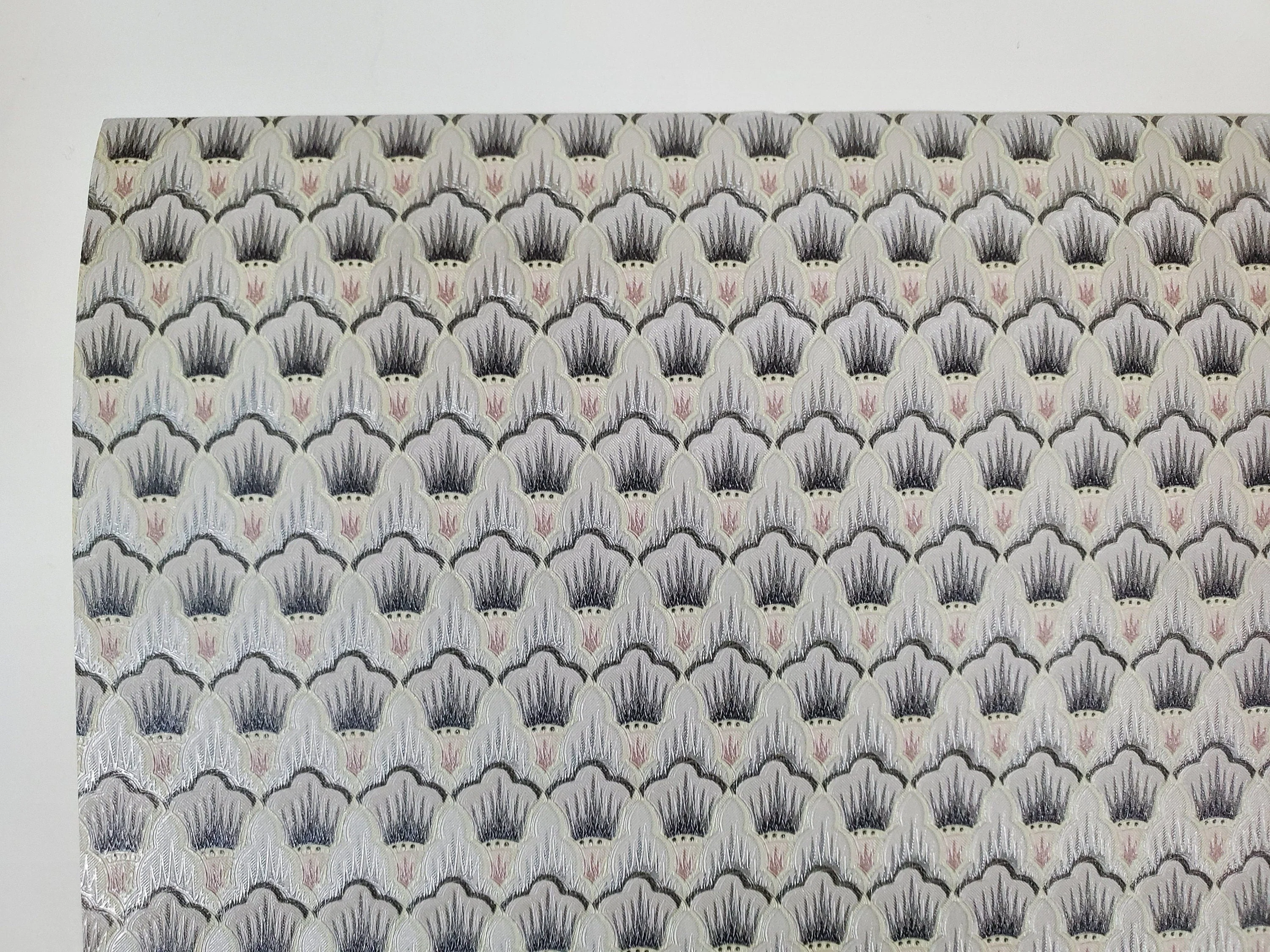 Dollhouse Wallpaper Embossed 3 Pieces Art Deco Silver Gray 20.5 "x 10.5" 1:12 Scale - Image 2