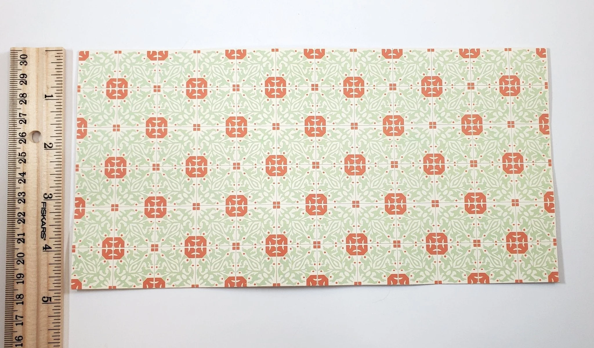 Dollhouse Tile Flooring Sheet Pale Green Orange 1:12 Scale Break Off Pieces - Image 3