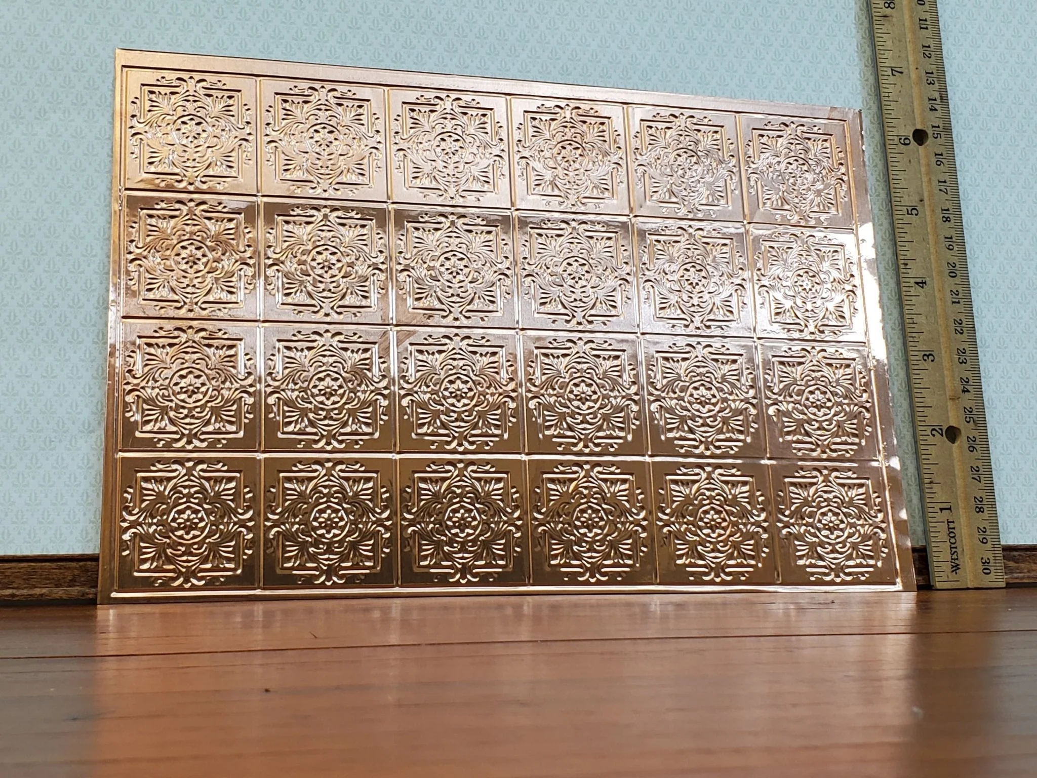 Dollhouse Tin Ceiling Embossed Real Copper 1:12 Scale 9.5" x 6.25" World Model Spain 36001 - Image 3