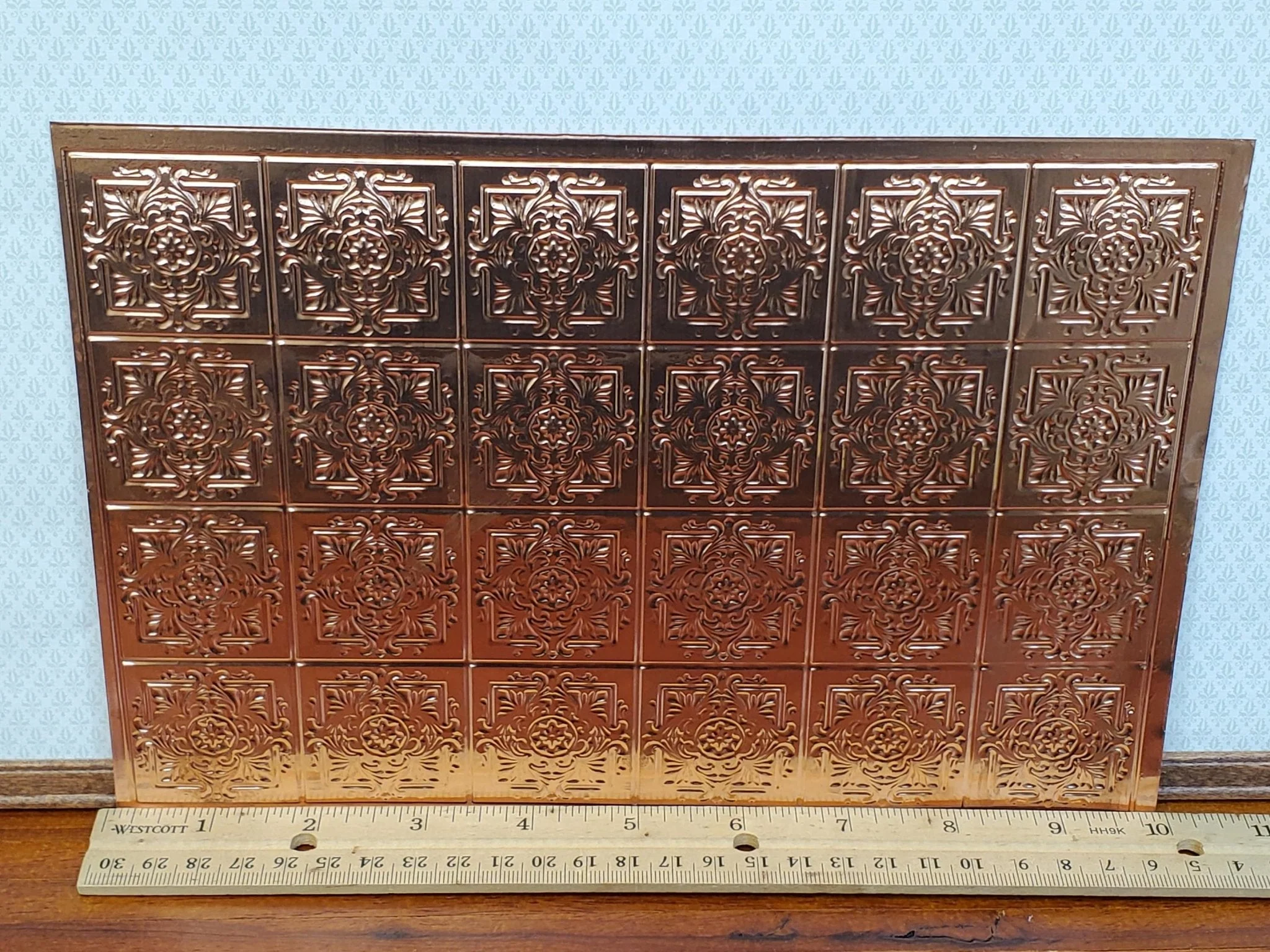 Dollhouse Tin Ceiling Embossed Real Copper 1:12 Scale 9.5" x 6.25" World Model Spain 36001 - Image 4